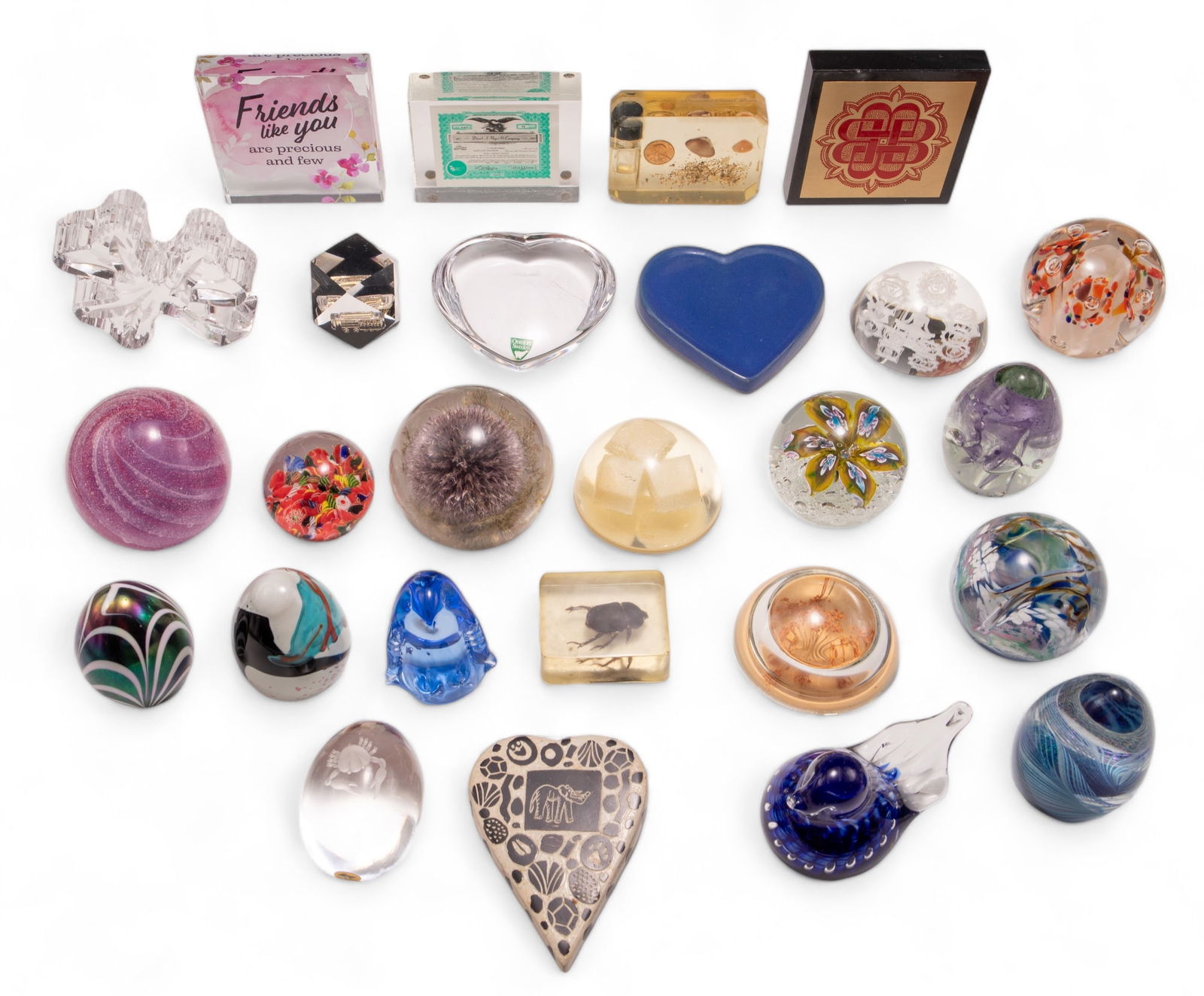 Lot of Mostly Art Glass Paperweights, Many Signed. (1 of 6)