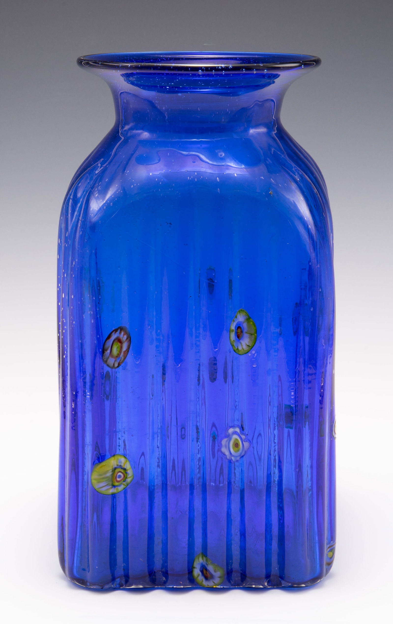 Murano Style Cobalt Blue Millefiori Glass Vase. (1 of 5)