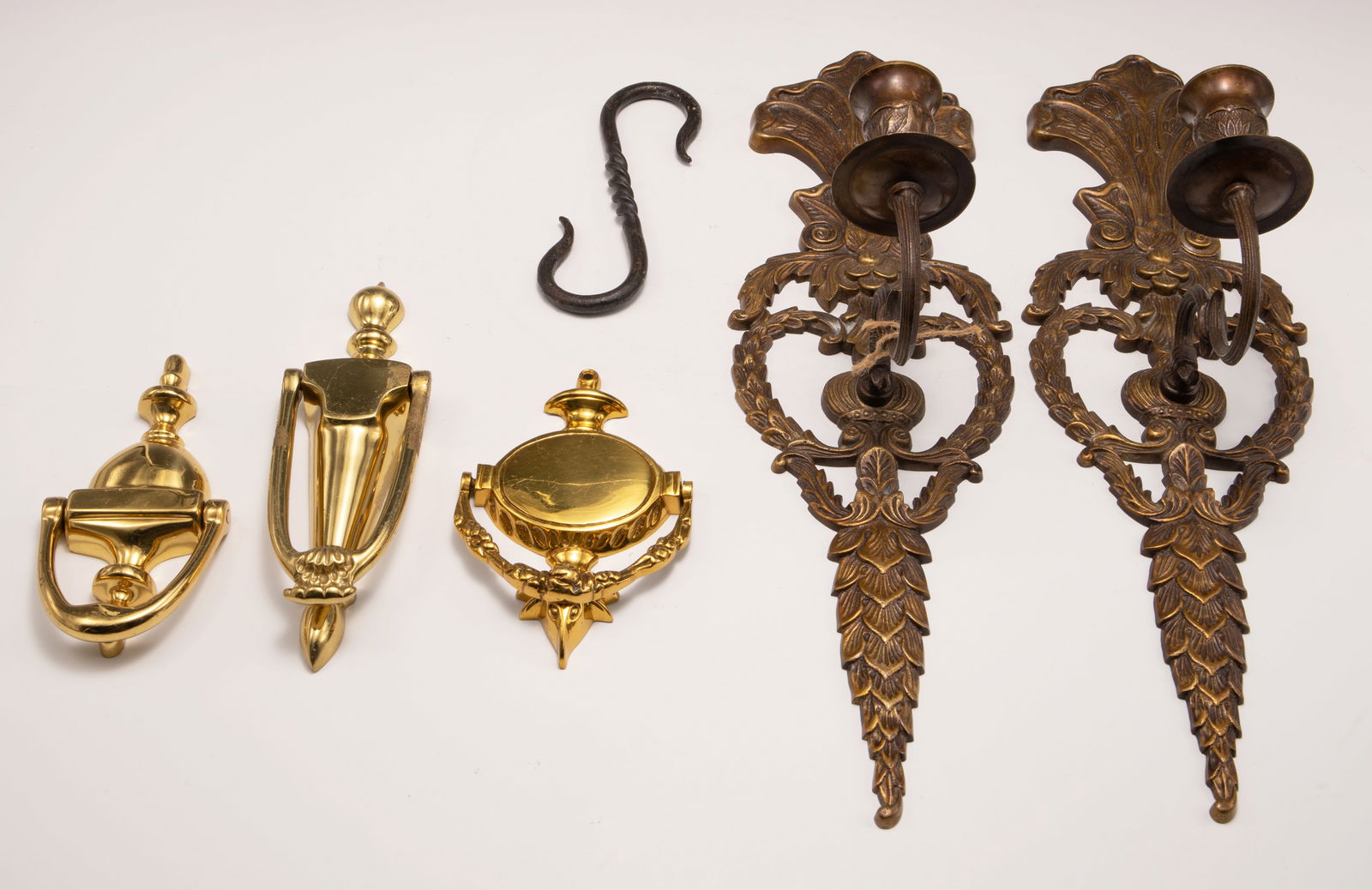 Lot of Brass Door Knockers & Candle Wall Sconces. (1 of 4)
