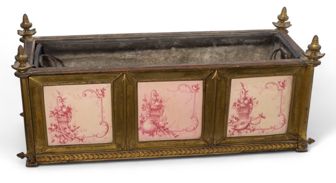 Victorian Bronze Planter w/ 8 Insert Tiles. (1 of 3)