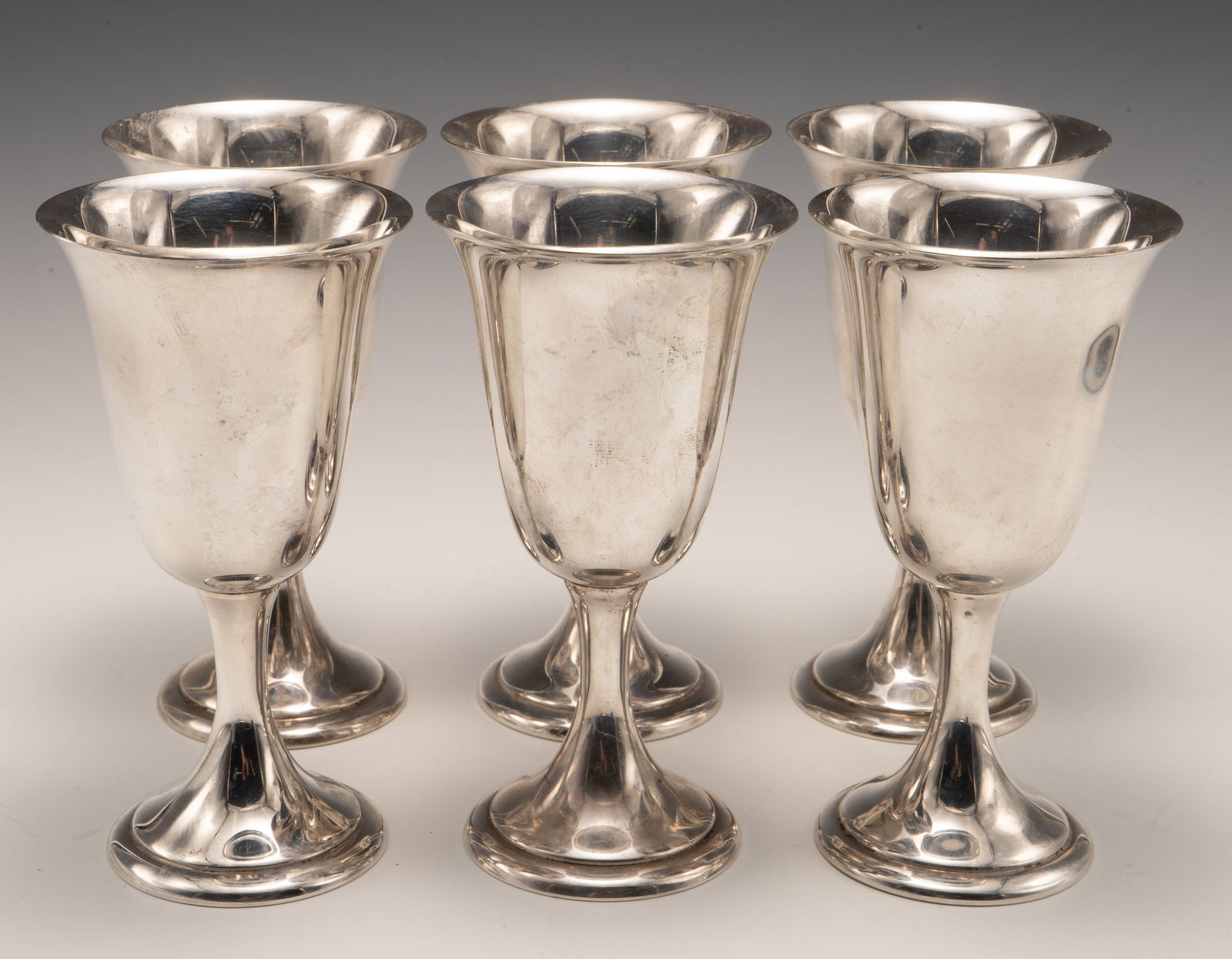 Set of 6 Alvin Sterling Silver Goblets. (1 of 2)