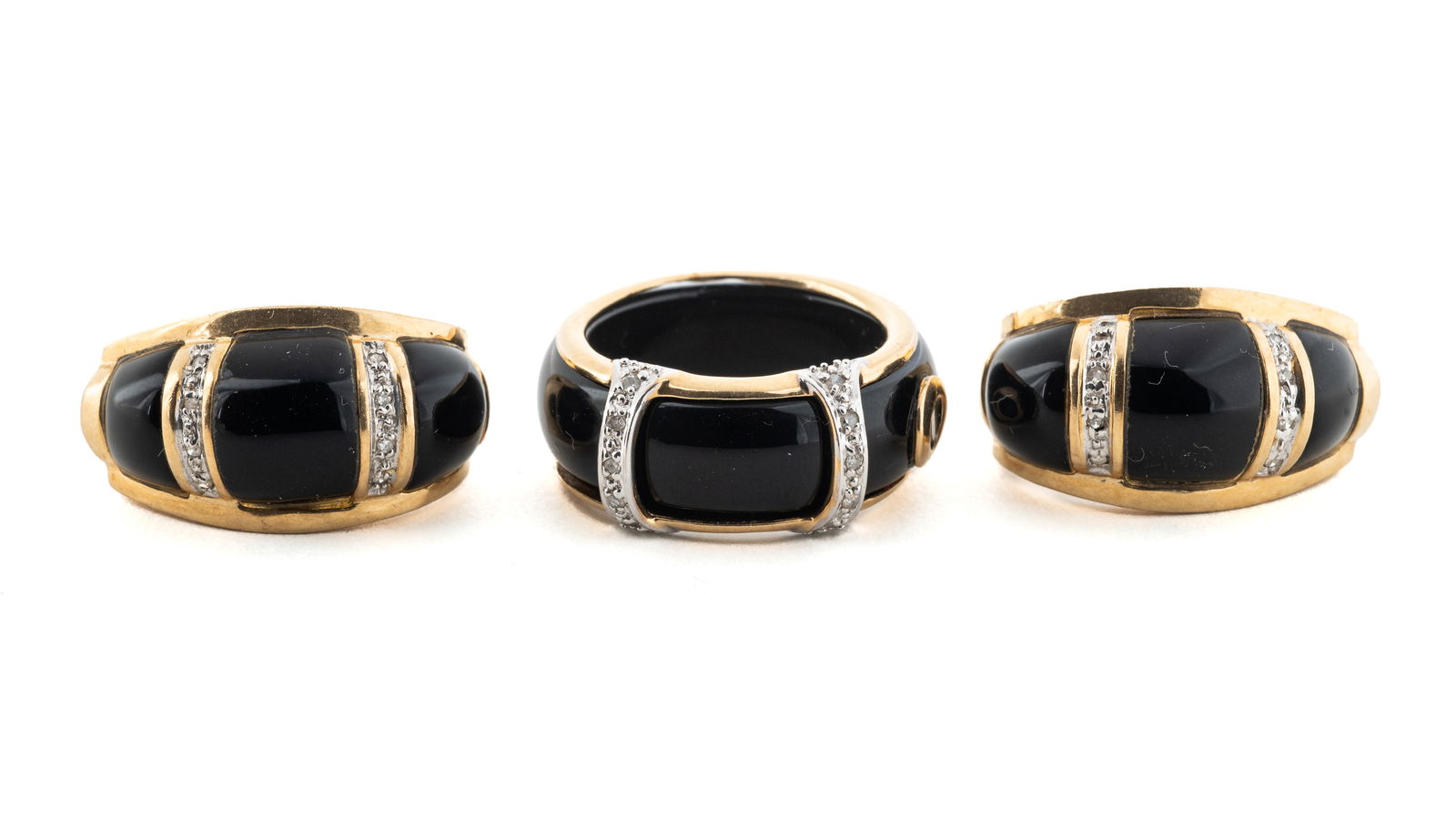 14K Gold, Diamonds & Black Onyx Jewelry Set. (1 of 3)