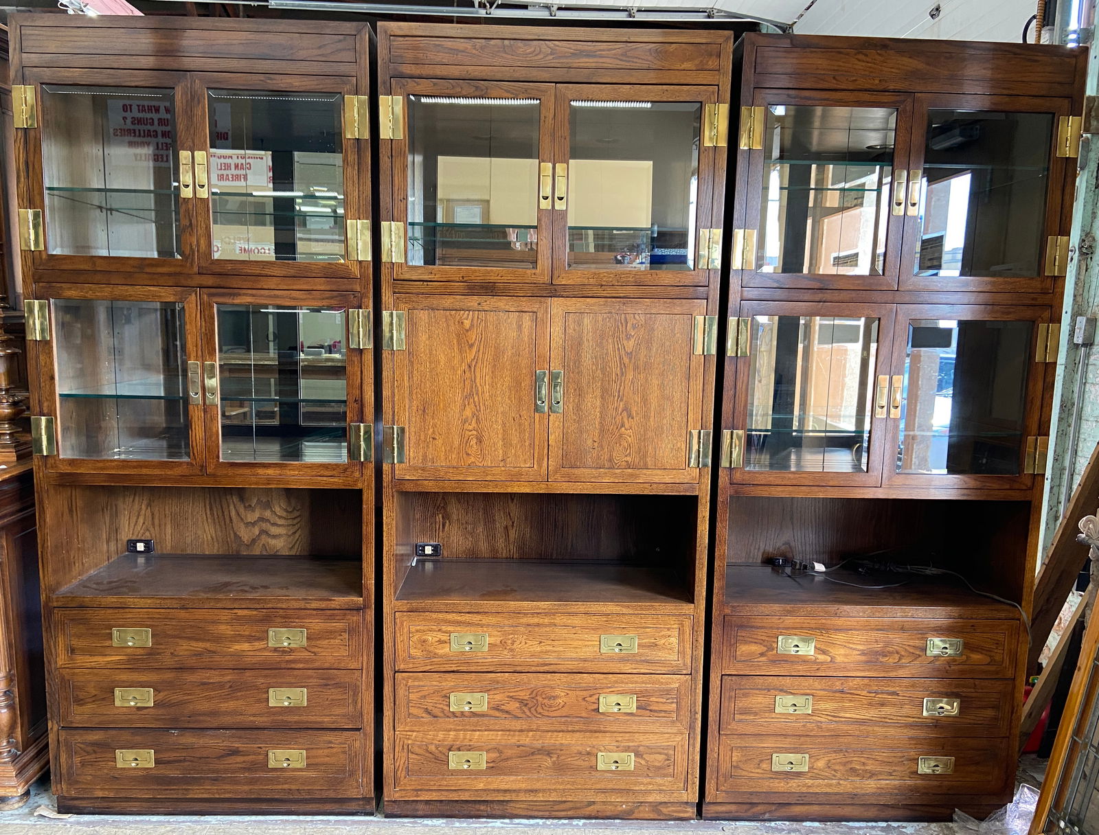 Henredon Campaign Style Wall Unit. (1 of 3)