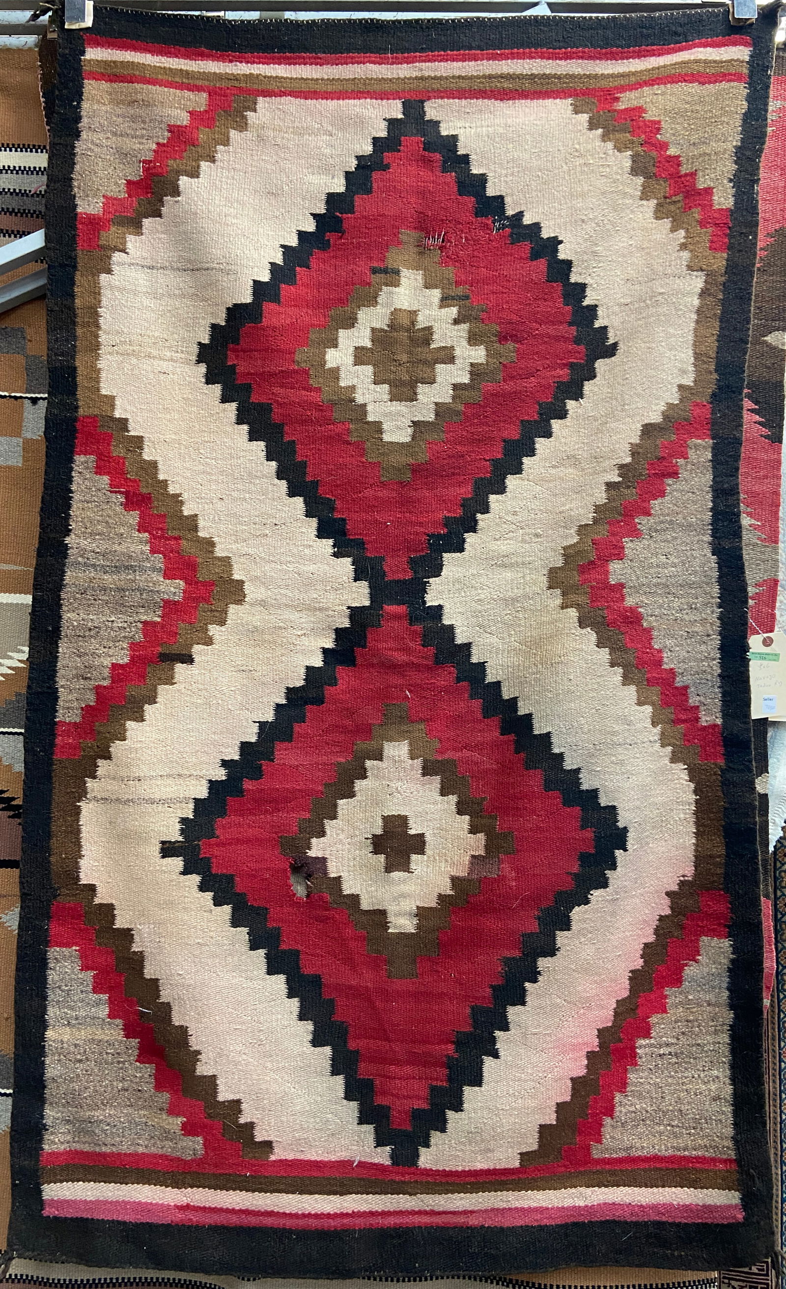 3' 6" x 6' Navajo Indian Rug, AS IS. (1 of 2)