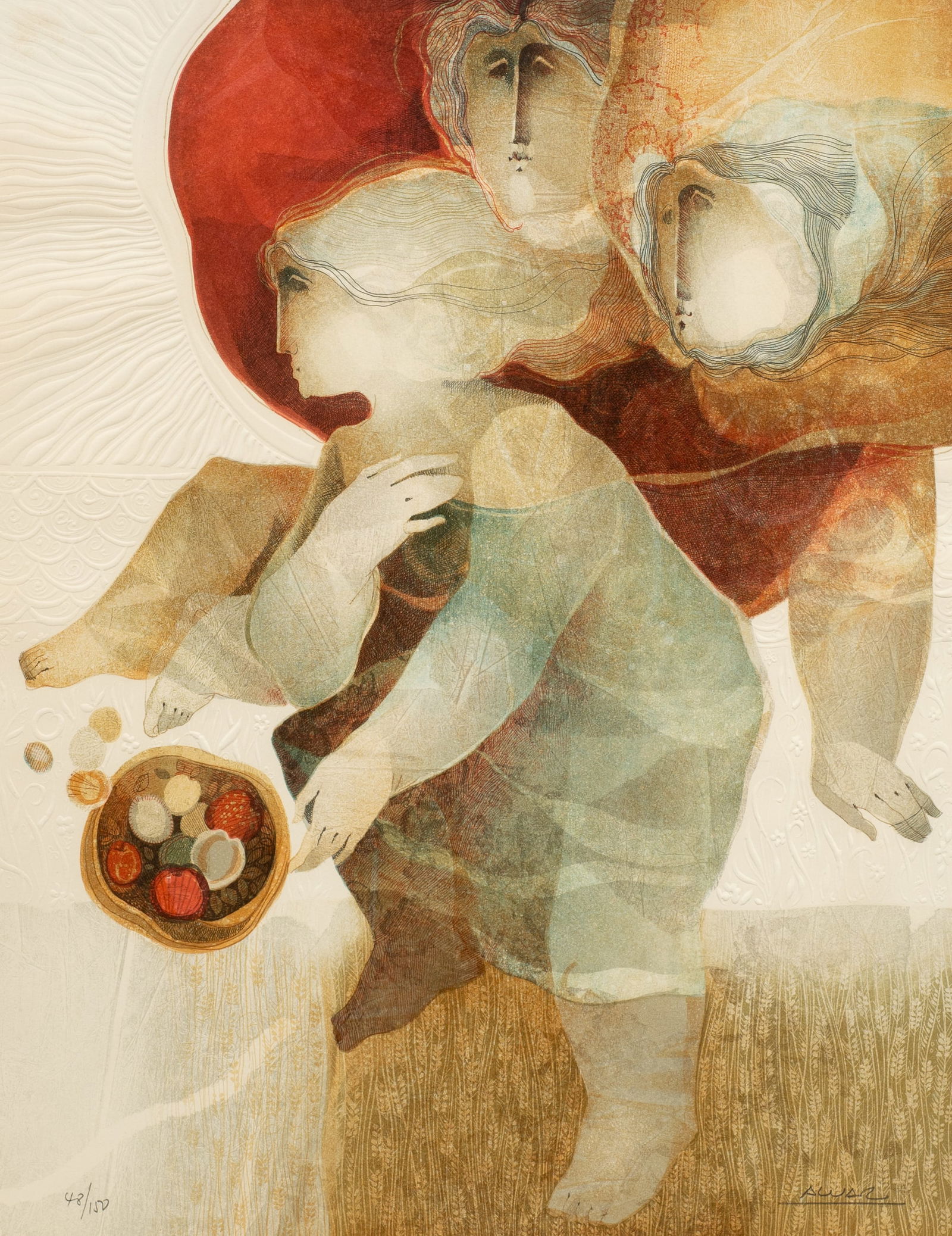 Modernist Figural Etching by Alvar Sunol. (1 of 6)