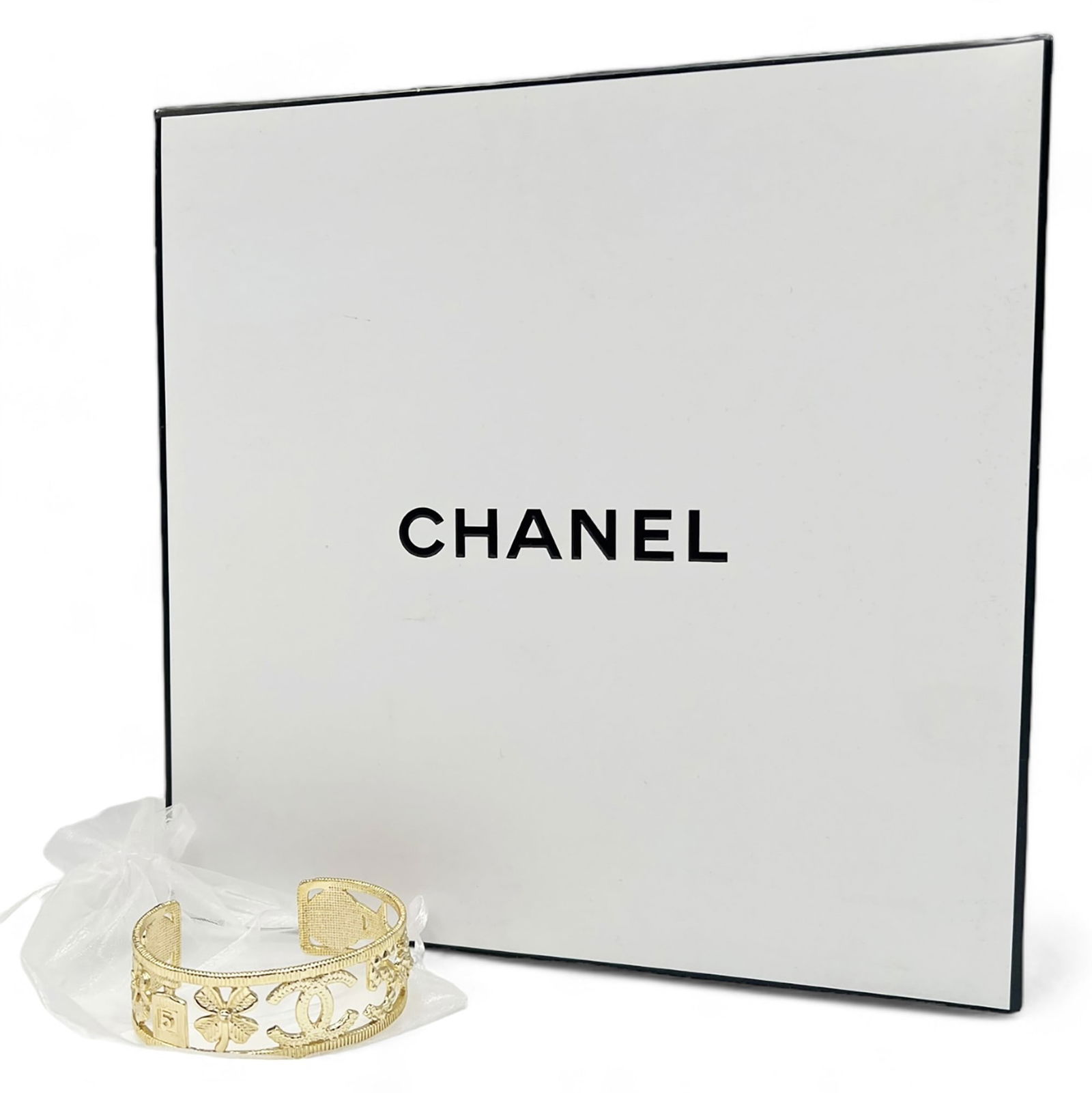 Signed Chanel No 5 Cuff Bracelet w/ Chanel Box. (1 of 6)