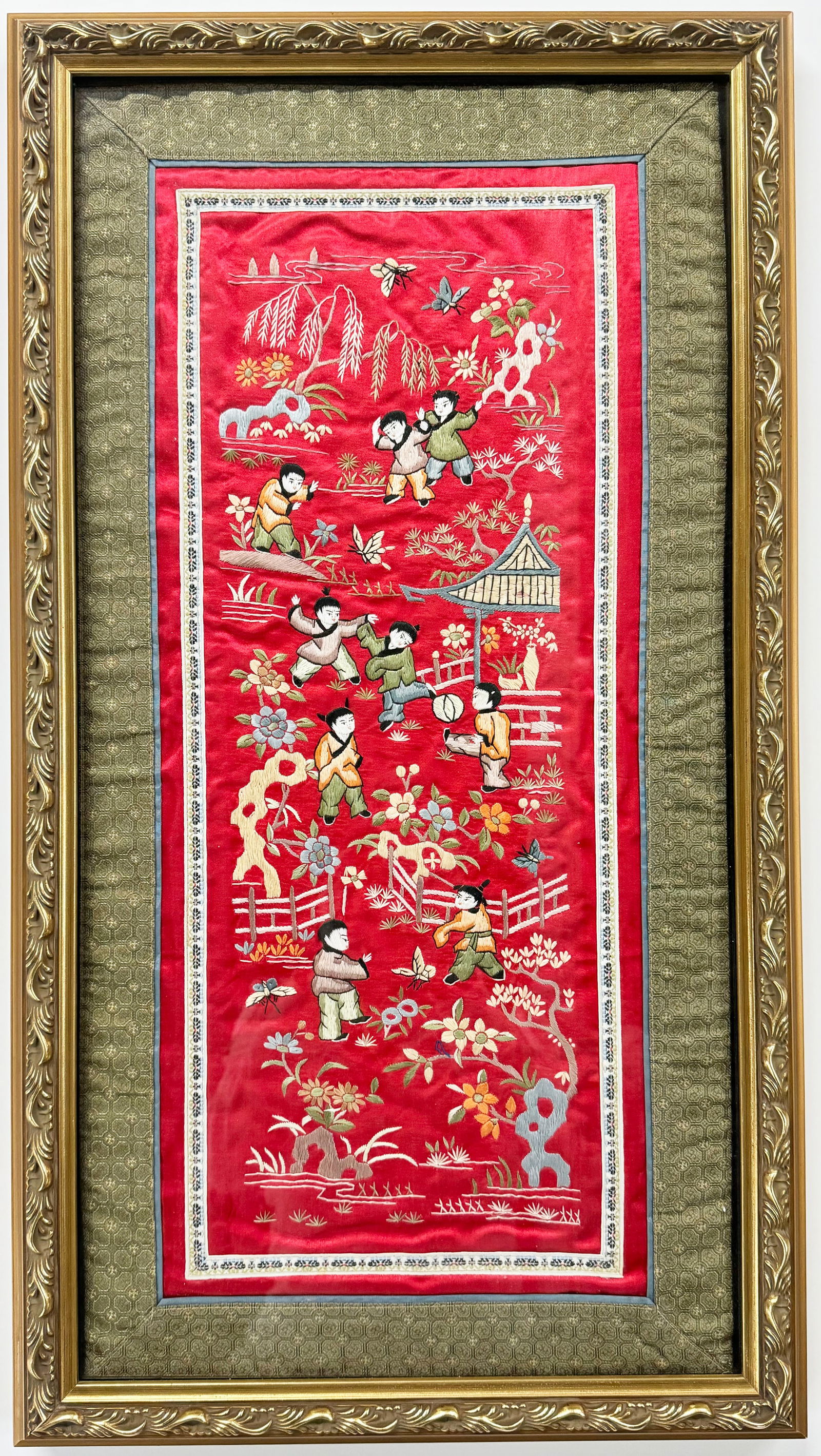 Chinese Silk Embroidery, Framed. (1 of 2)
