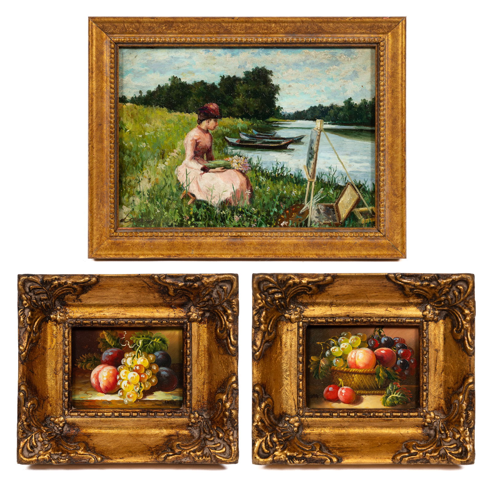 Lot of Three Small Paintings. (1 of 16)