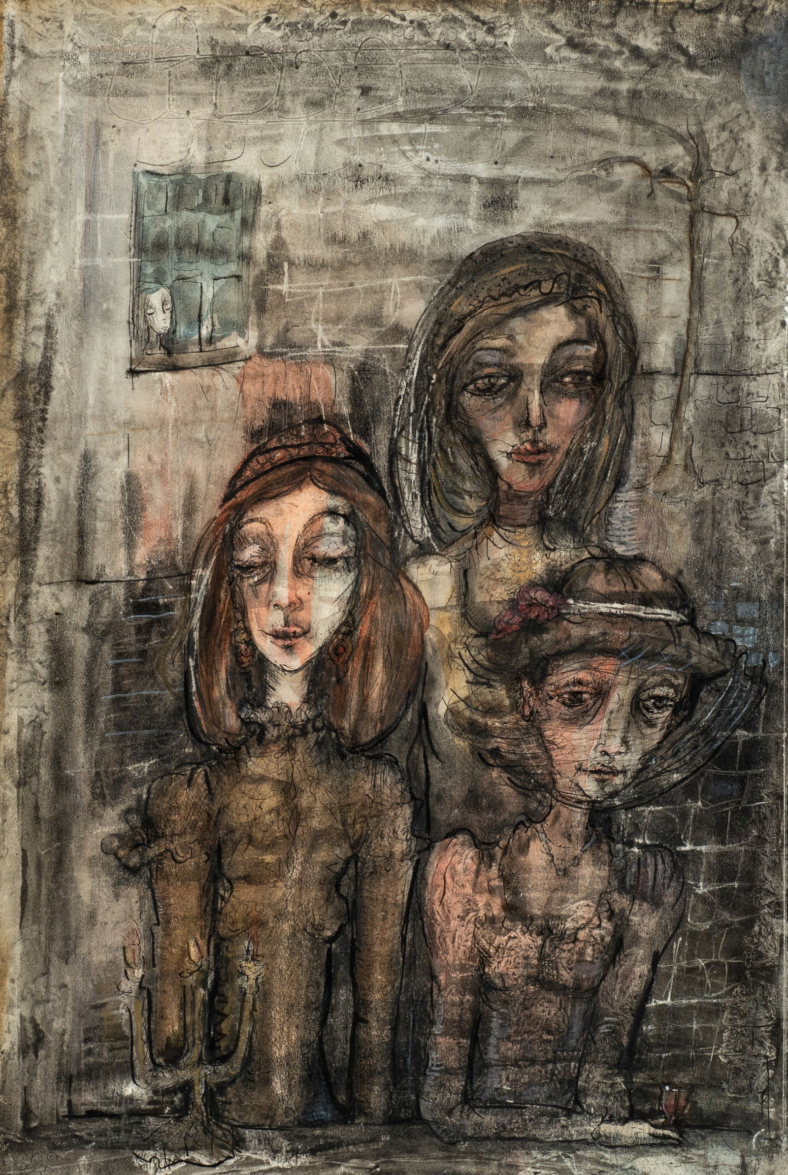 Unsigned Watercolor & Ink Composition. (1 of 6)