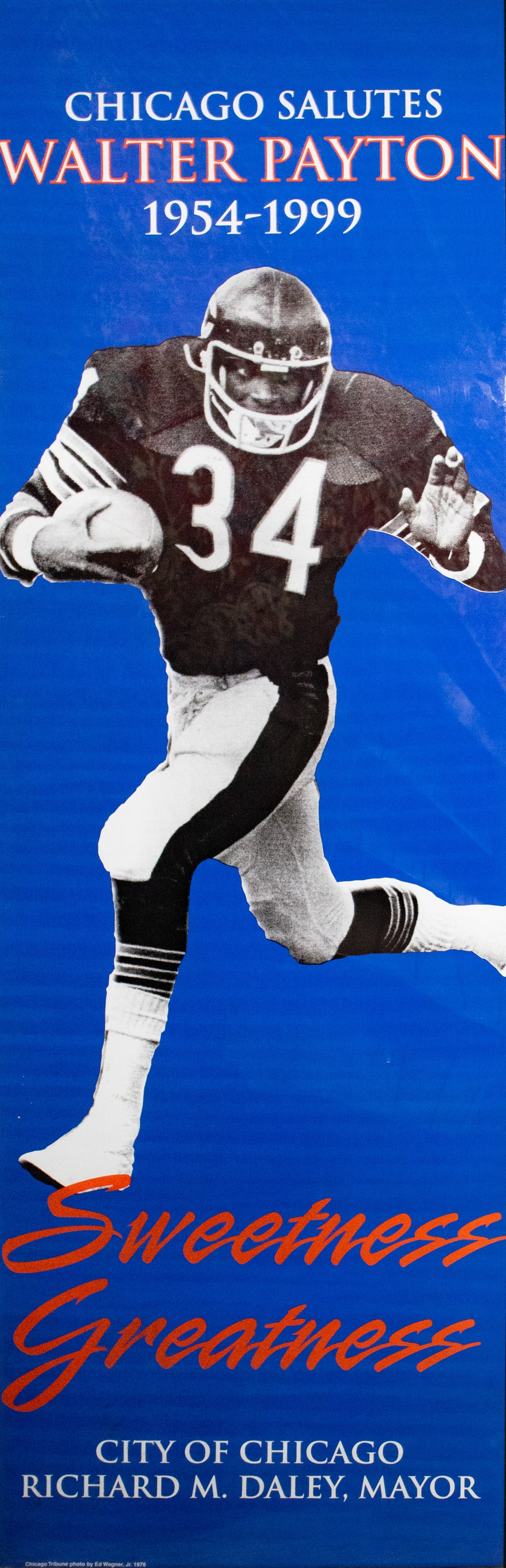 Framed Walter Payton Tribute Banner. (1 of 1)