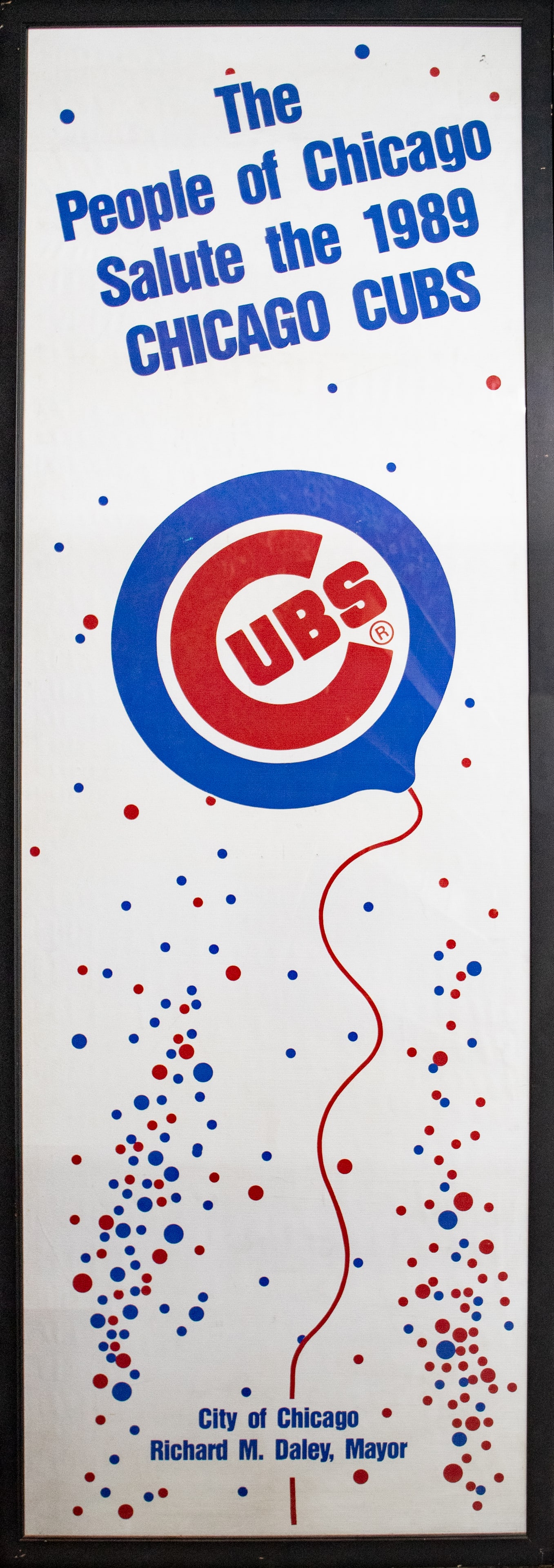 Framed 1989 Chicago Cubs Banner. (1 of 1)