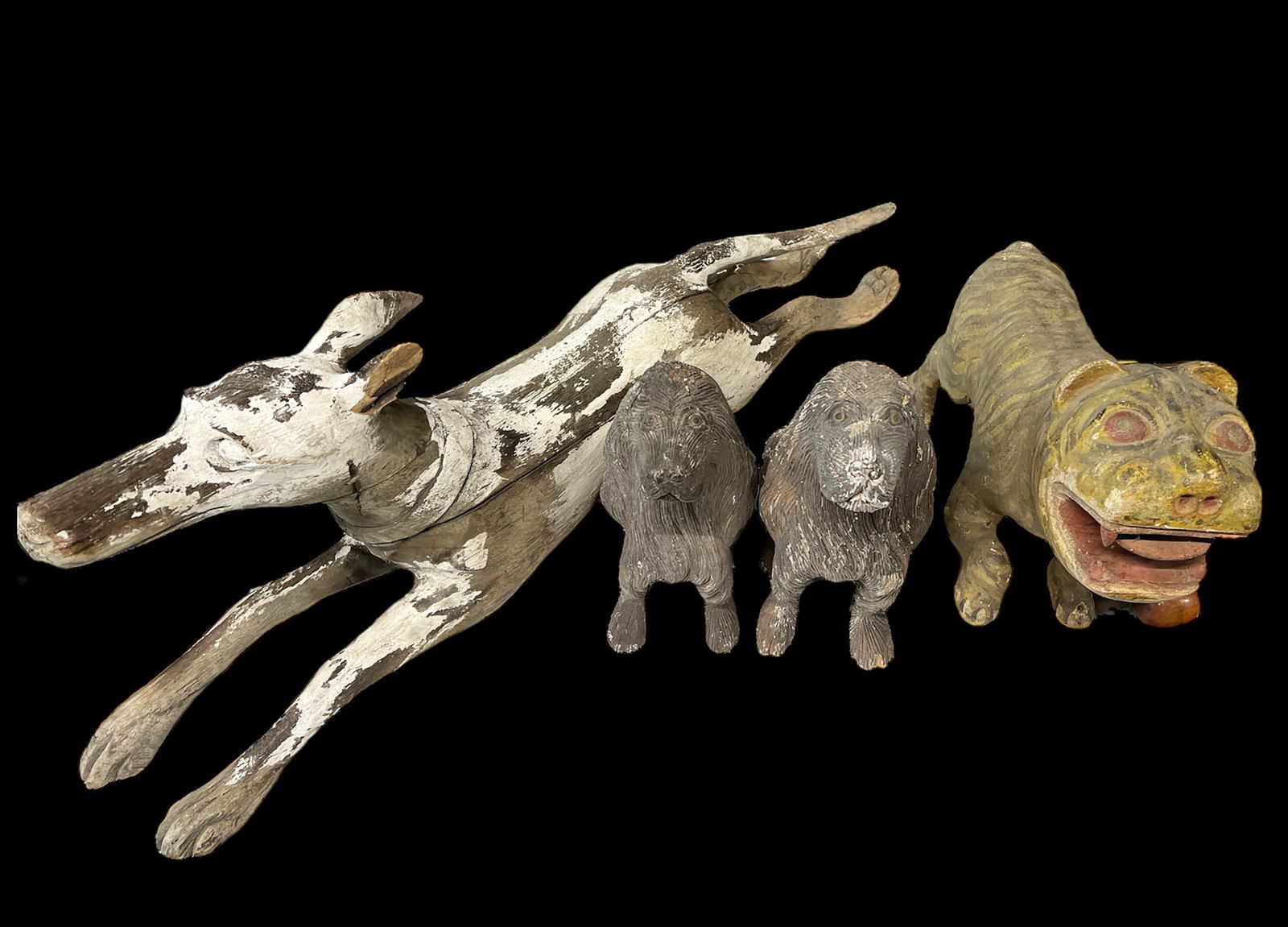 Lot of Folk Art Style Wood Sculptures - Dogs. (1 of 4)