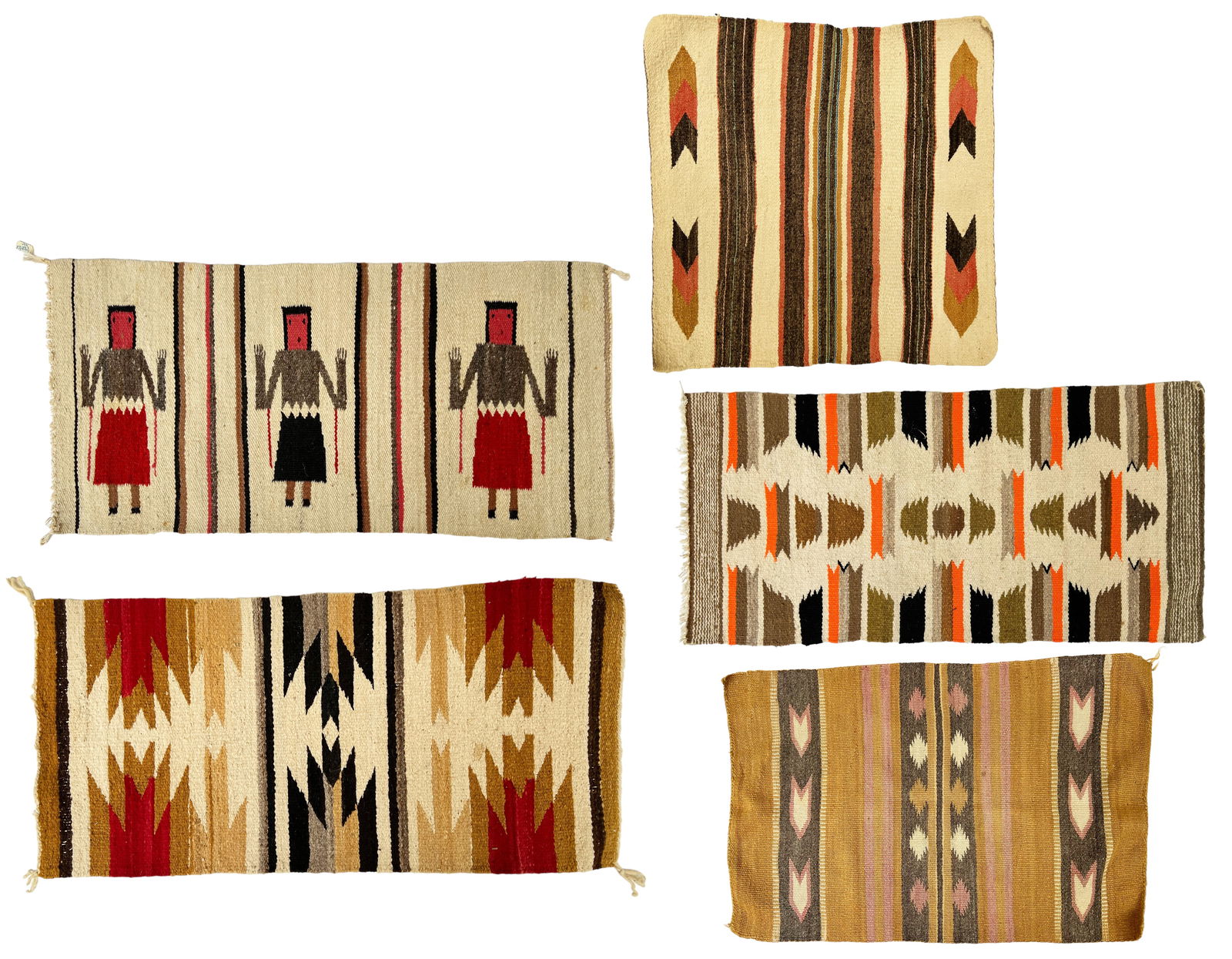 Lot of 5 Navajo Indian Small Rugs. (1 of 2)