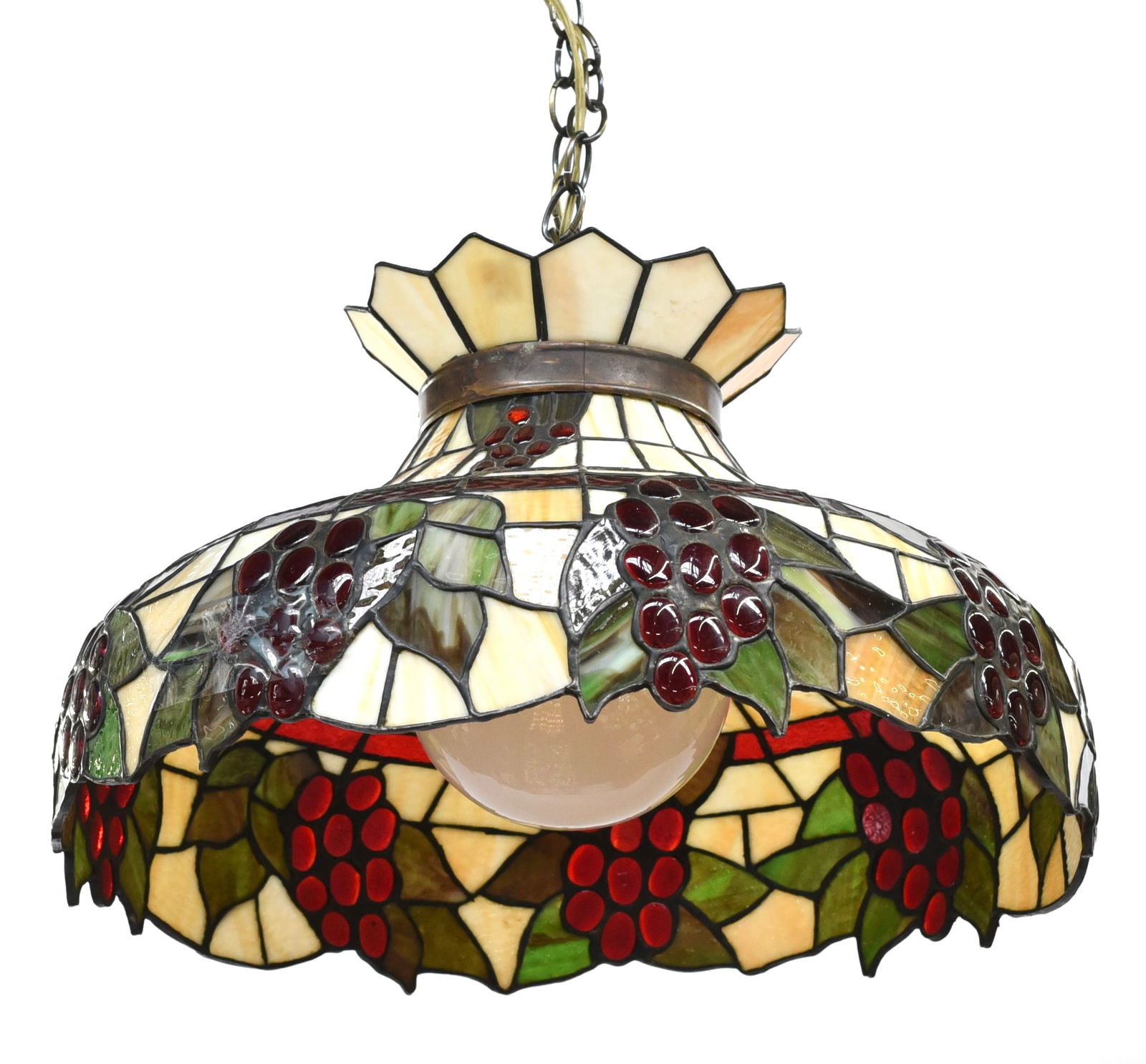 Stained / Leaded Glass Light Fixture w/ Grapes. (1 of 1)
