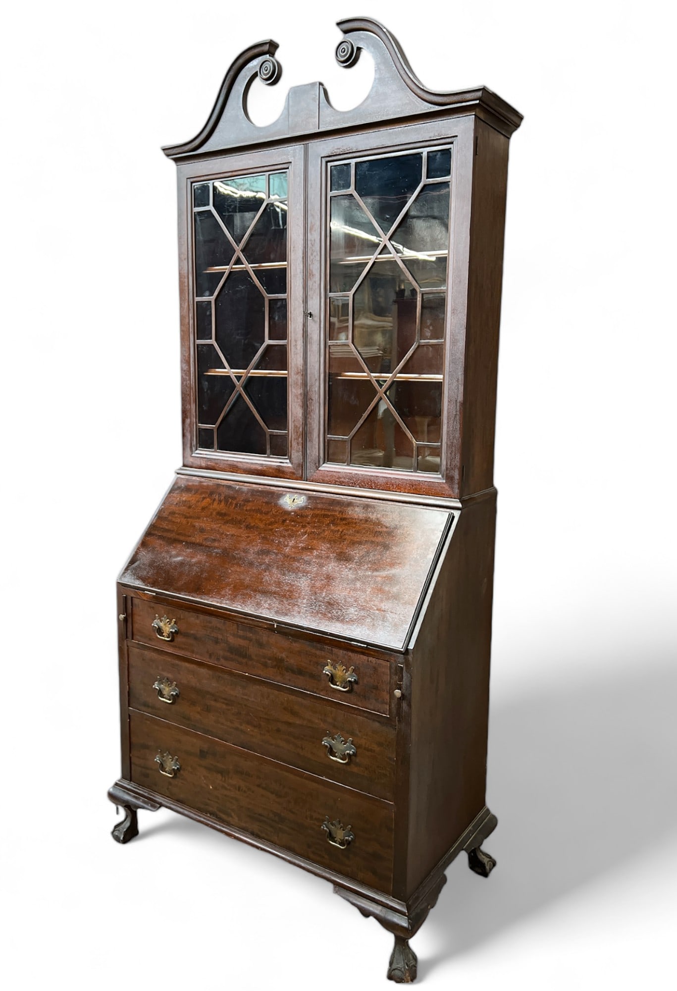 Chippendale Mahogany Secretary Desk. (1 of 2)