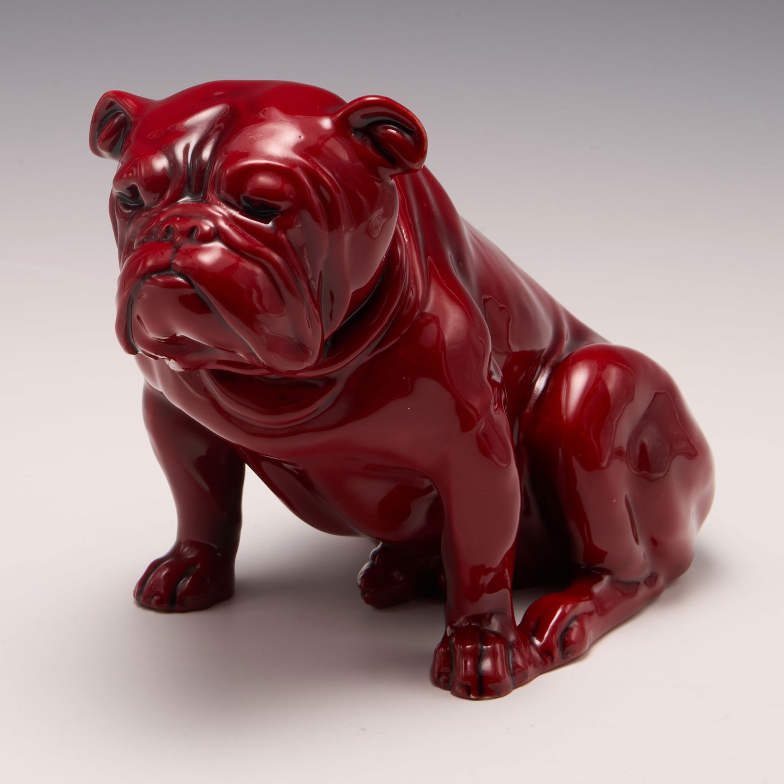 Royal Doulton Flambe Seated Bulldog Figure. (1 of 5)