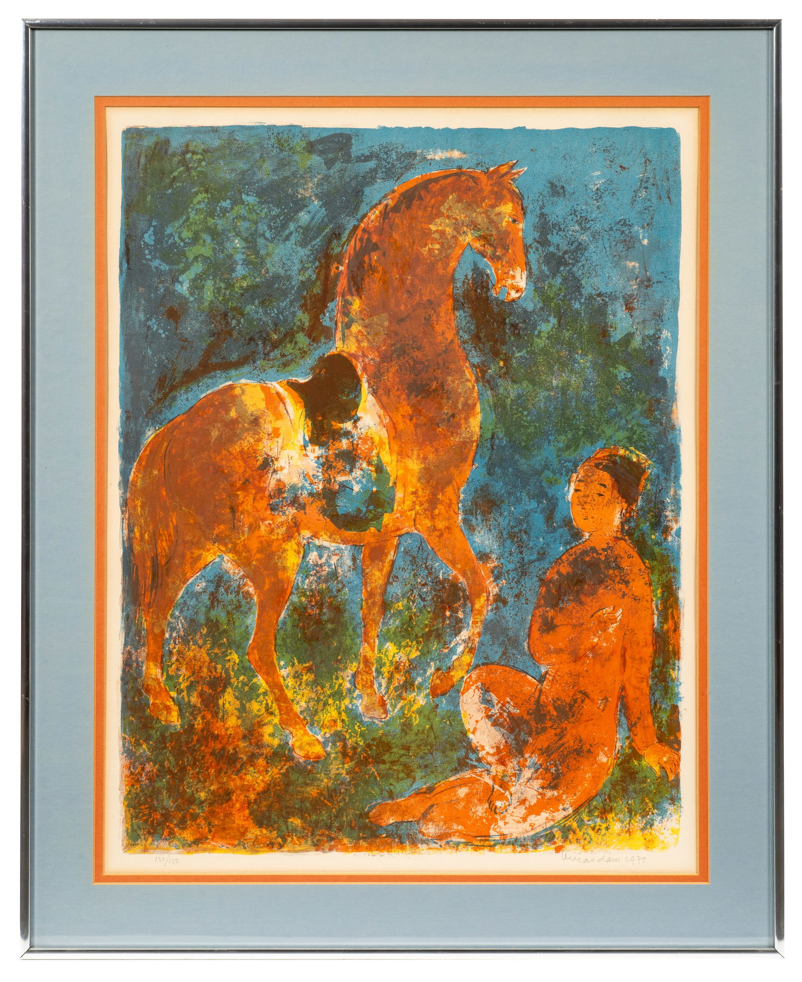 Man with a Horse, Vu Cao Dam Lithograph. (1 of 6)