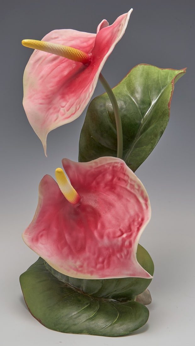 Boehm "Anthurtiums" Pink Flower Figure. (1 of 5)