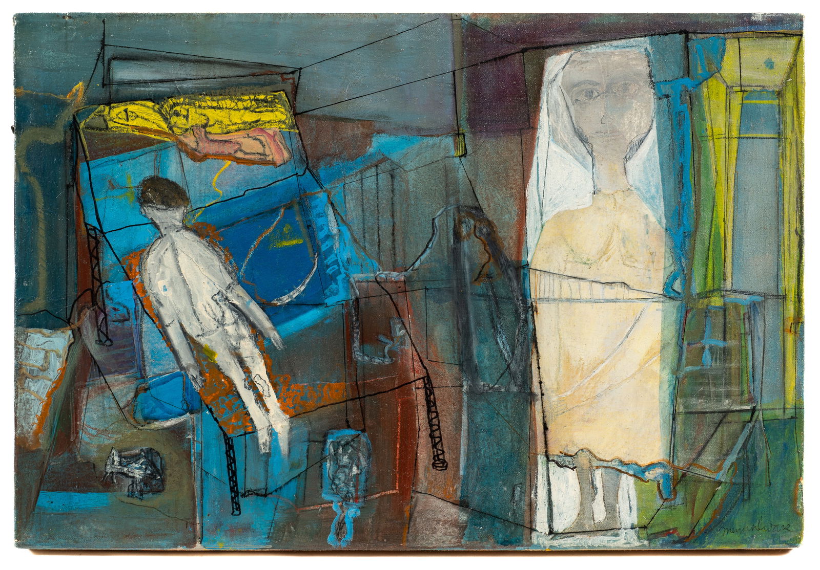 Signed Abstract Figural Painting. (1 of 4)