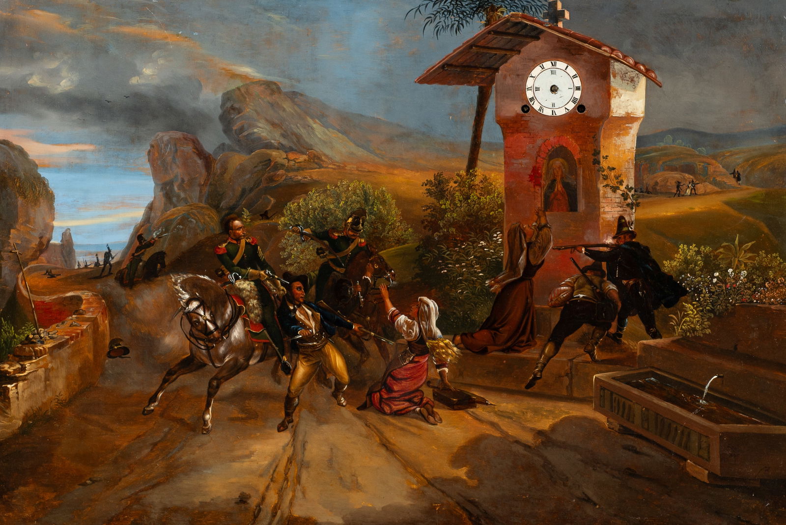 Mechanical Clock Painting, Horace Vernet Copy. (1 of 7)