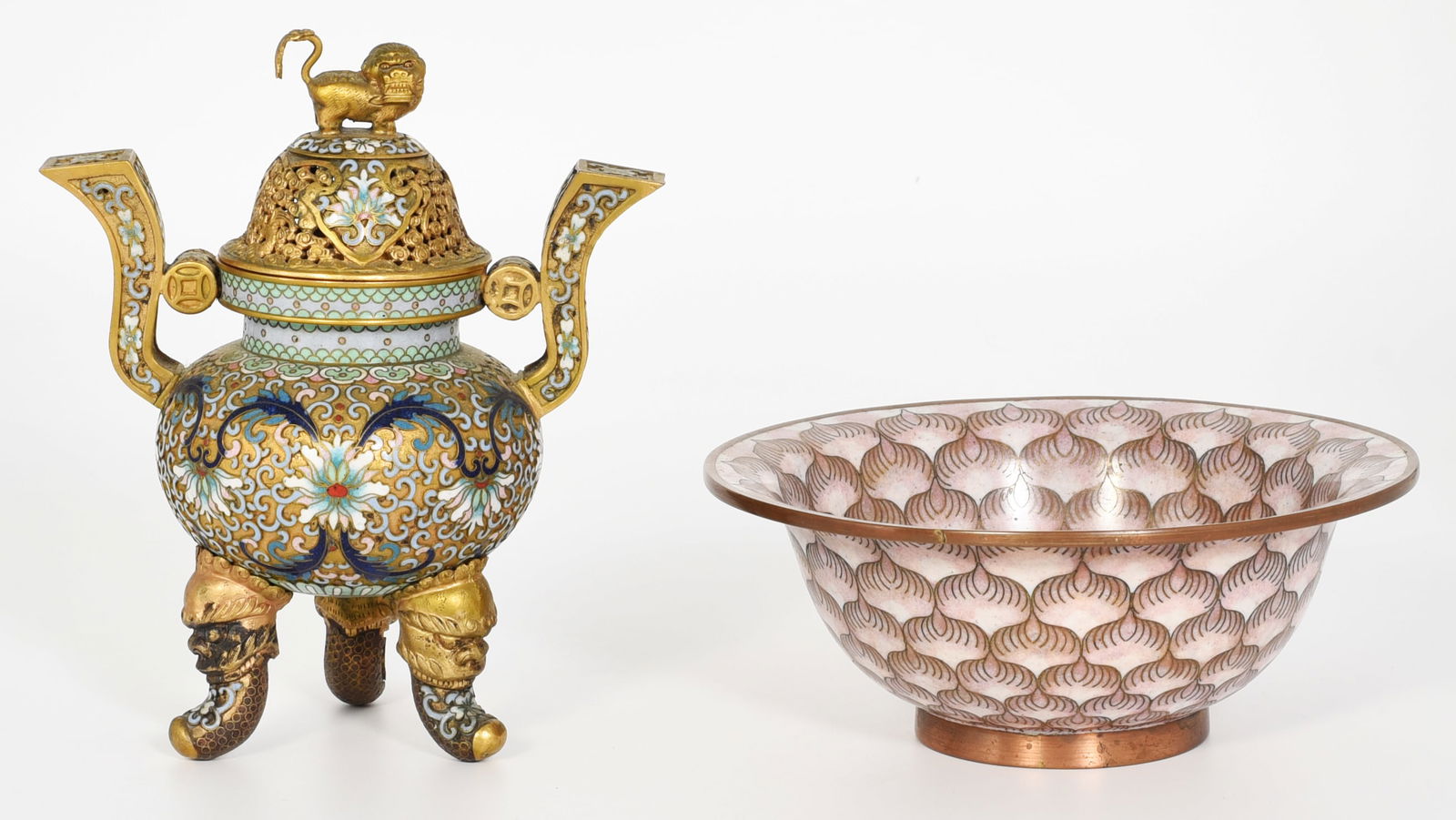 Lot of Two Chinese Cloisonne Articles. (1 of 4)