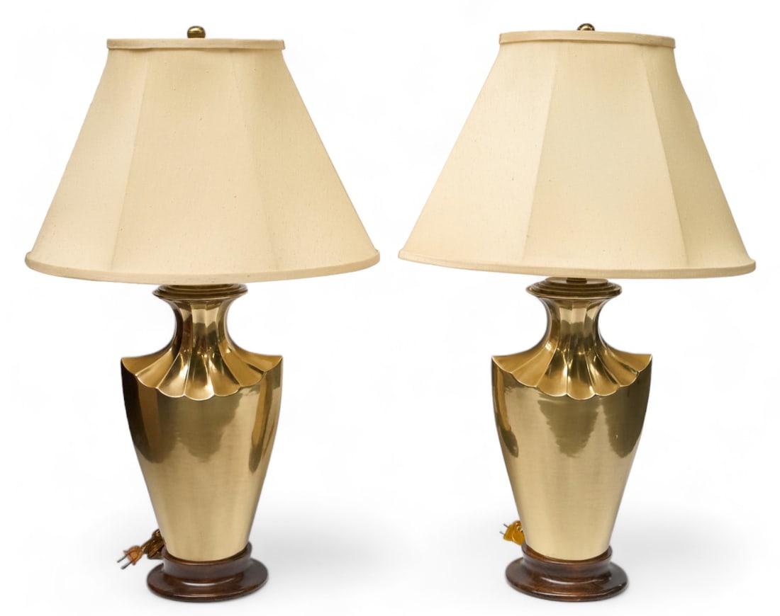 Pair of 31" Tall Brass Table Lamps. (1 of 2)