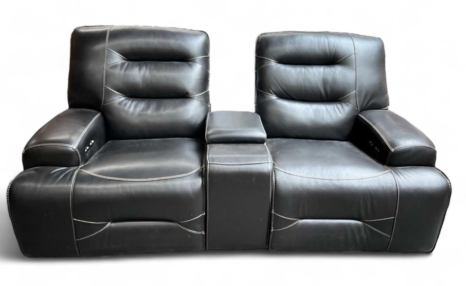Pair of Home Theater Reclining Leather Seats. (1 of 3)