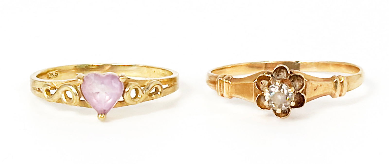 Two Rings: 10K Gold Purple Heart & 14K w/ Diamond. (1 of 3)