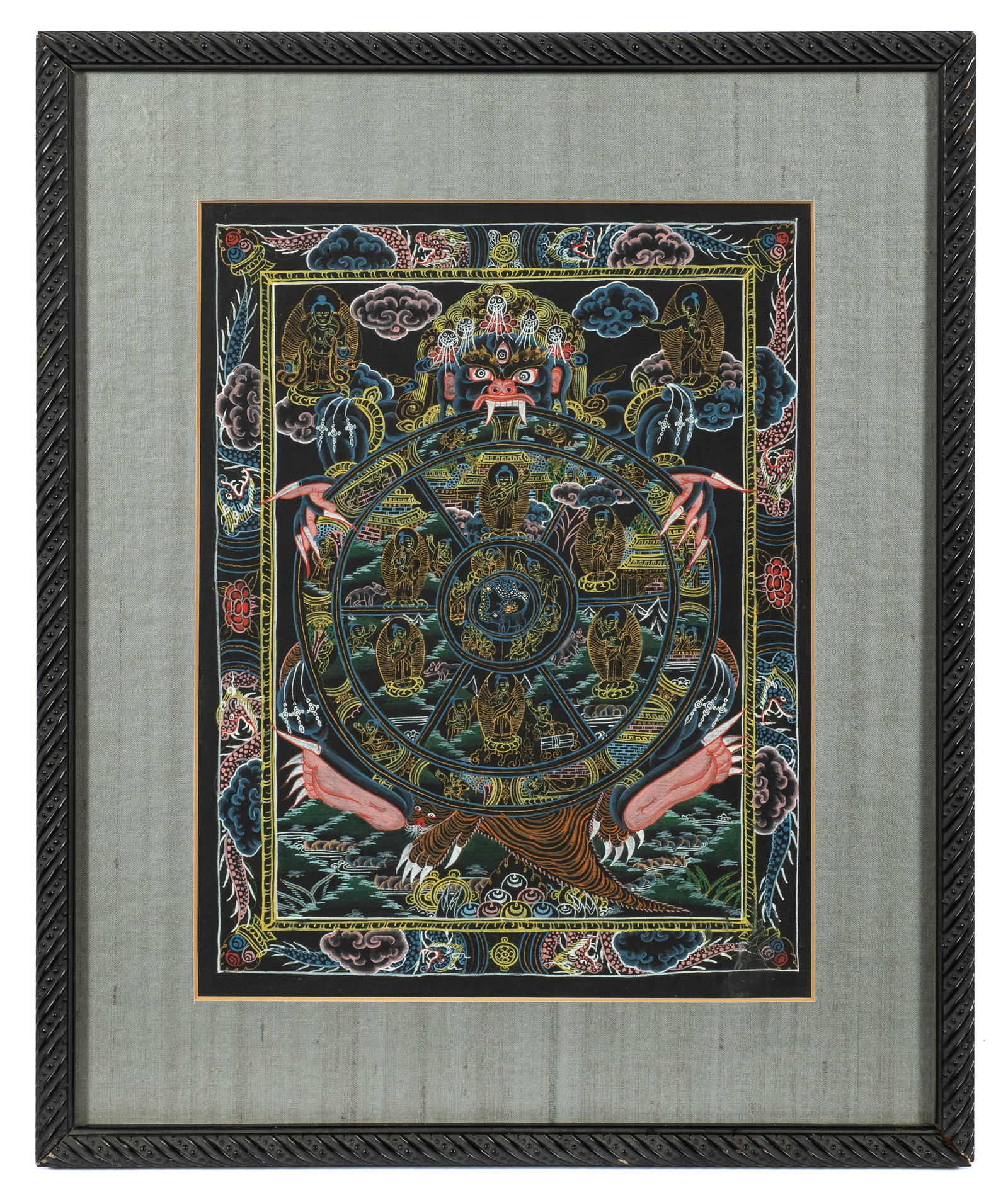 Framed Tibetan Wheel of Life Thangka. (1 of 5)
