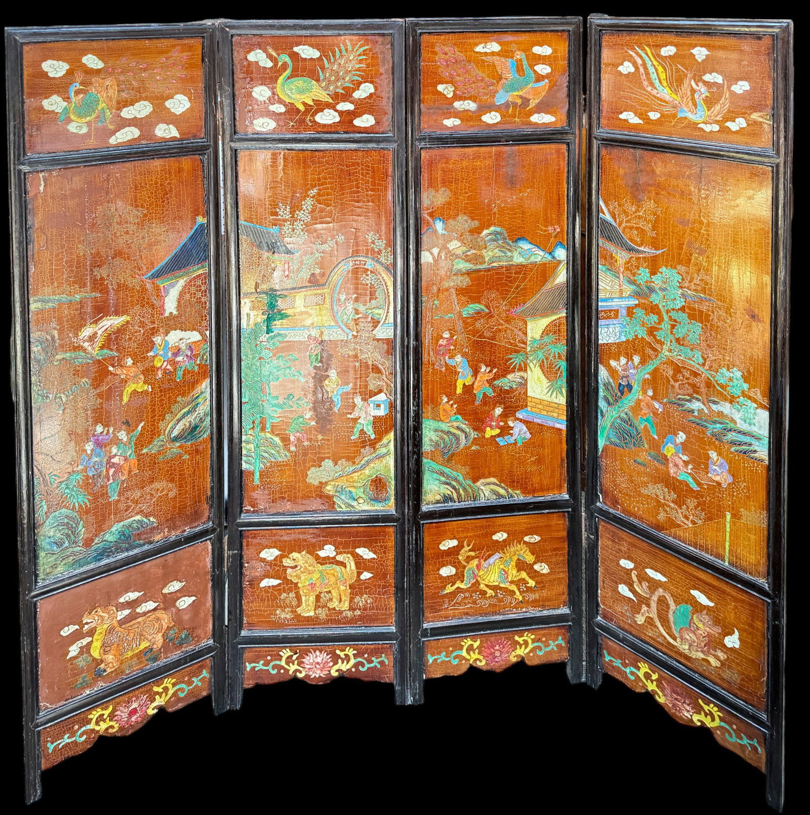 Antique Chinese Screen or Room Divider, AS IS. (1 of 8)