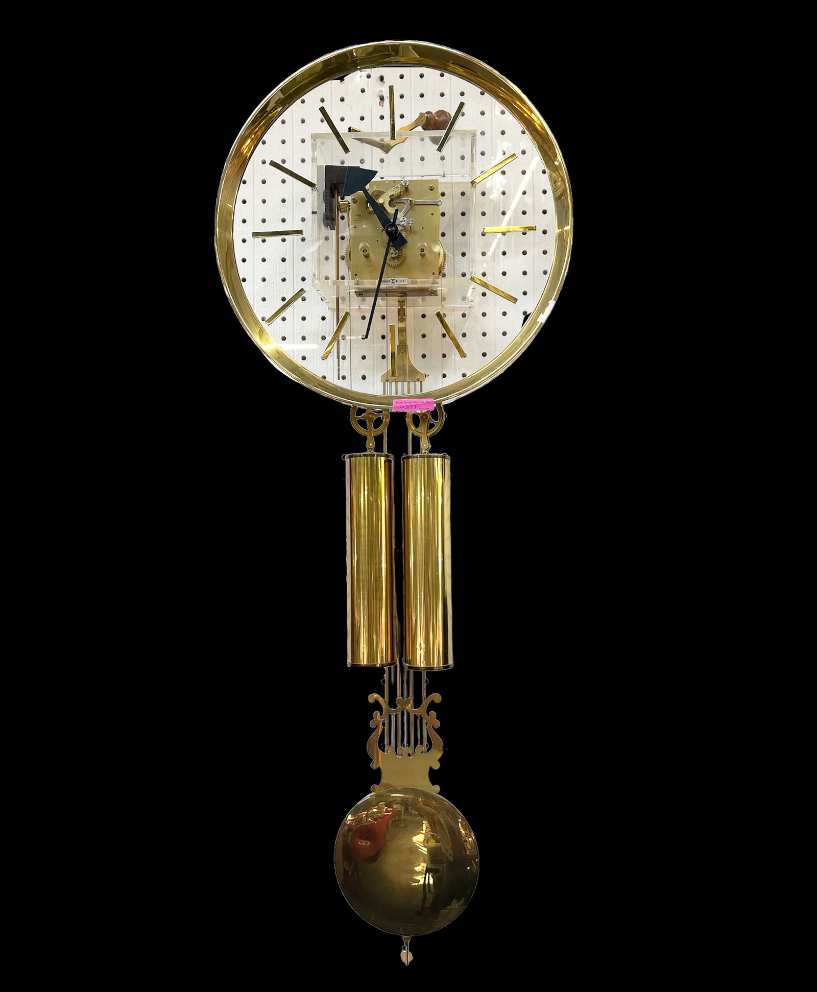 Howard Miller Two Weight Brass And Glass Clock. (1 of 3)