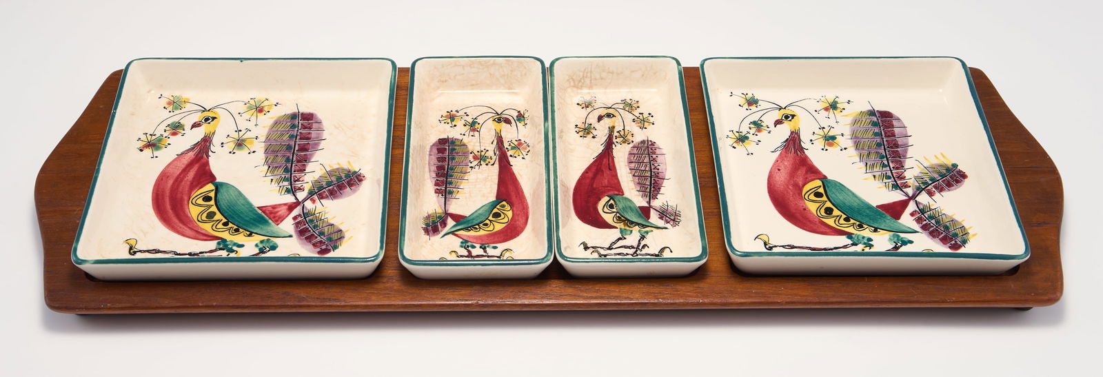 Royal Copenhagen Bird Plates w/ Fitted Wood Tray. (1 of 3)