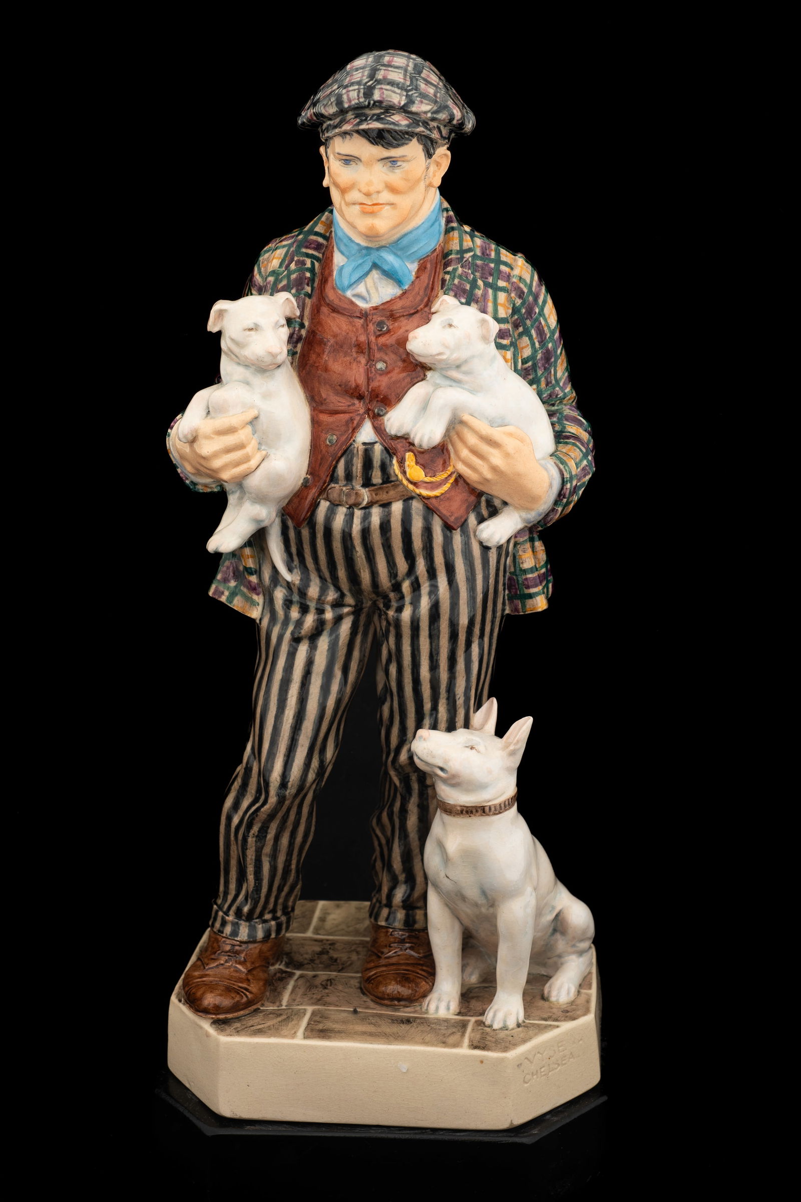 Charles Vyse Porcelain Figure of Man w/ Dogs. (1 of 4)