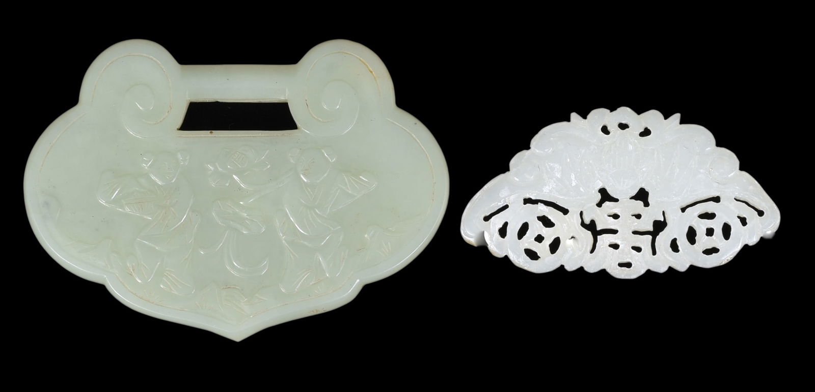 Lot of Two Carved Chinese Jade Pendants. (1 of 2)
