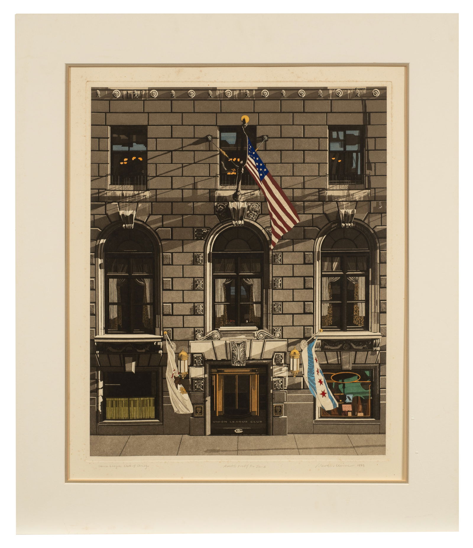 Etching of Union League Club, Martin Levine. (1 of 6)