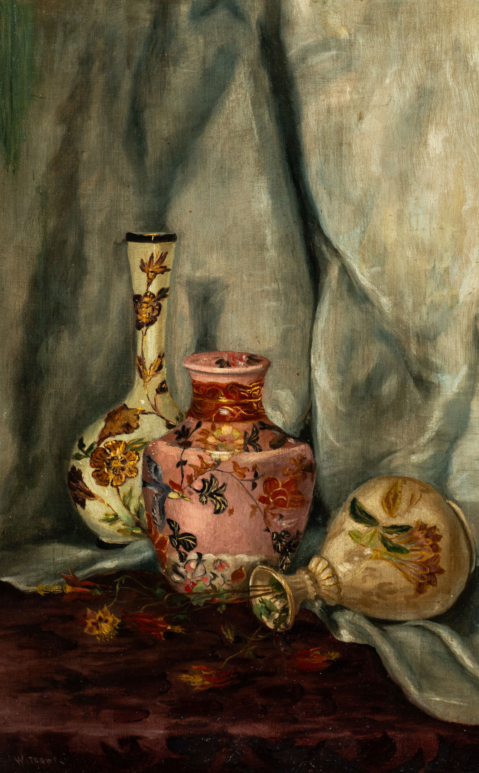 Japonisme Still Life, Sgd. Witkowski. (1 of 5)
