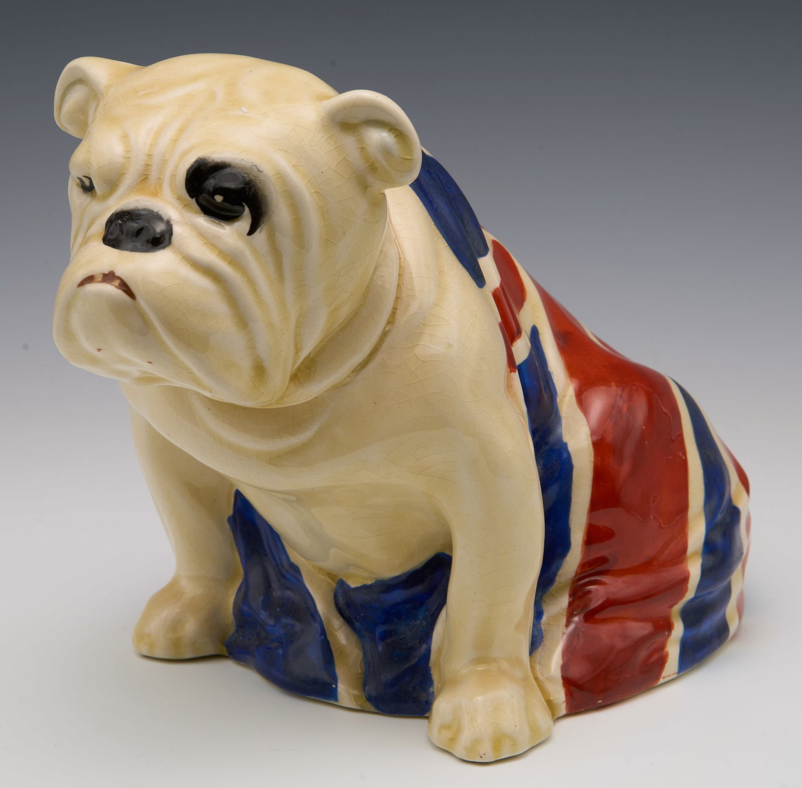 Royal Doulton White Bulldog w/ Union Jack Flag. (1 of 7)