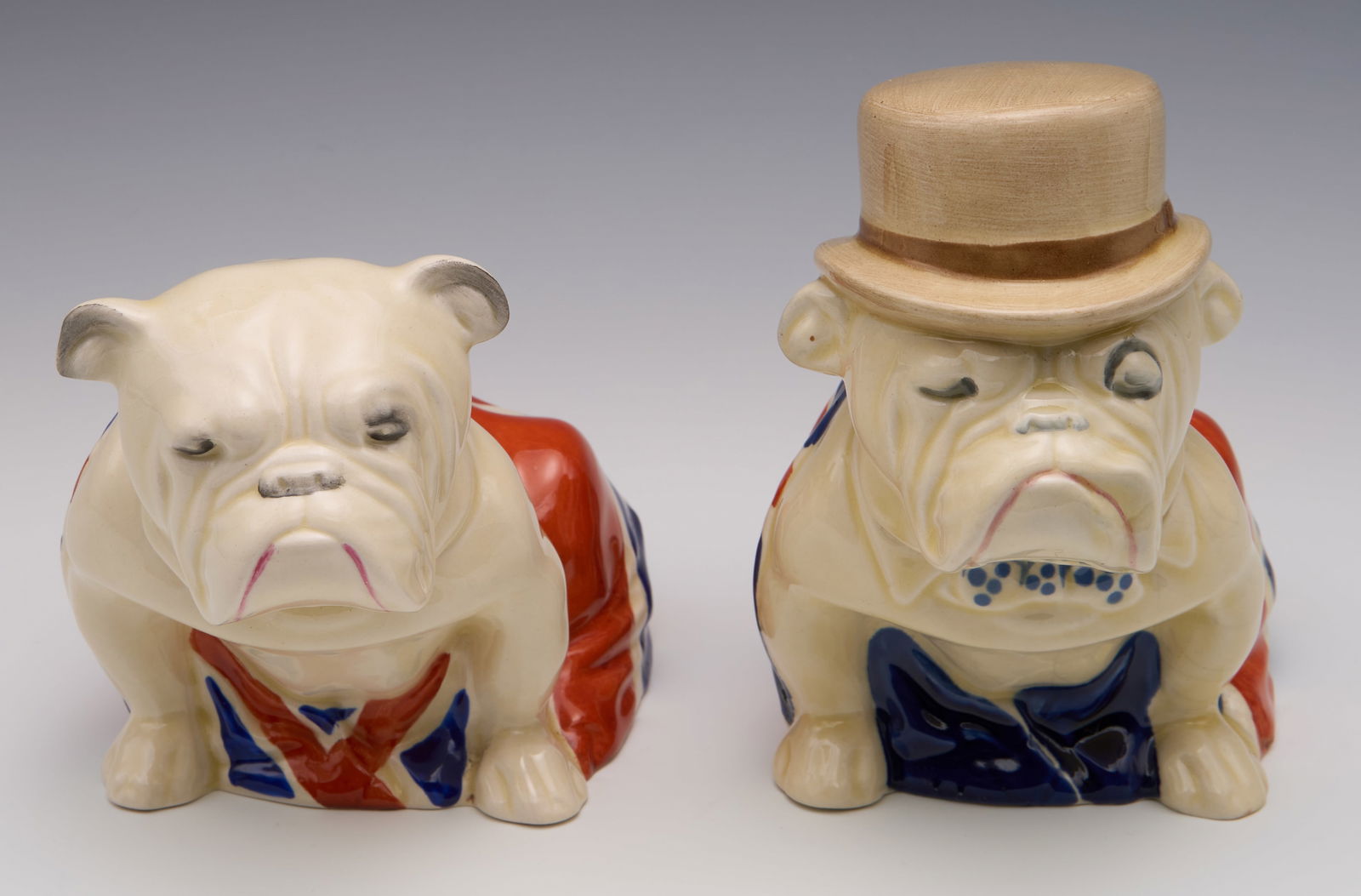 Lot: 2 Royal Doulton Bulldogs w/ Union Jack Flags. (1 of 5)