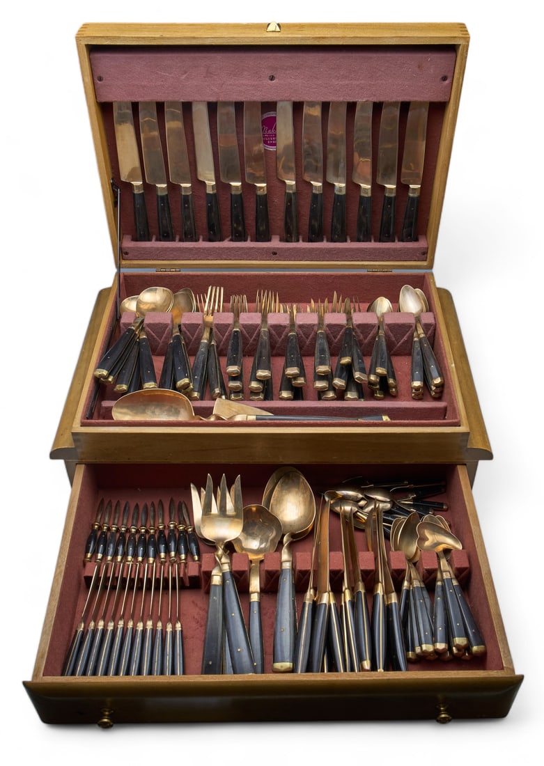 Brass & Wood Siam ? Flatware Set. (1 of 10)