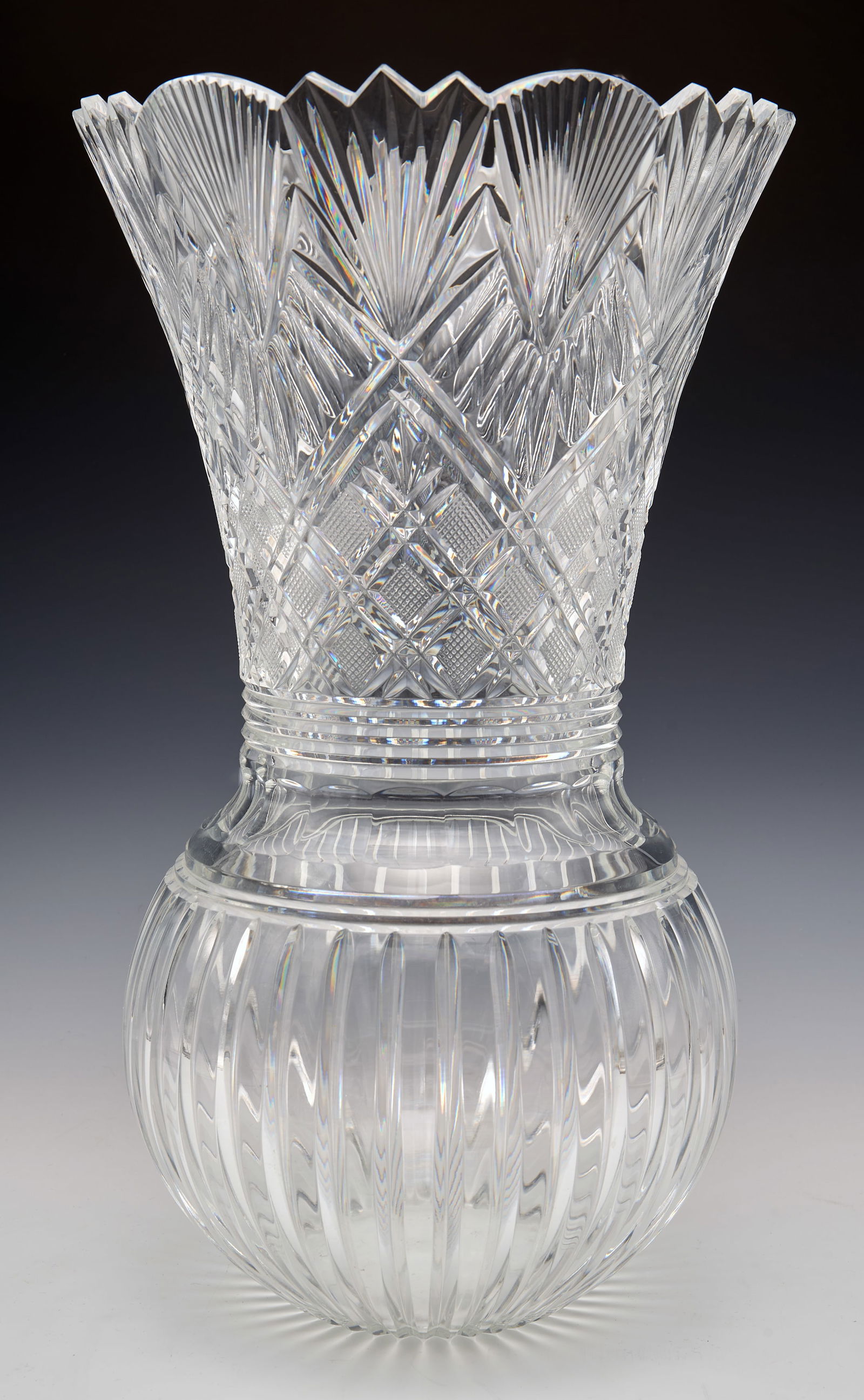 Large Waterford Crystal Vase w/ Bulbous Bottom. (1 of 6)
