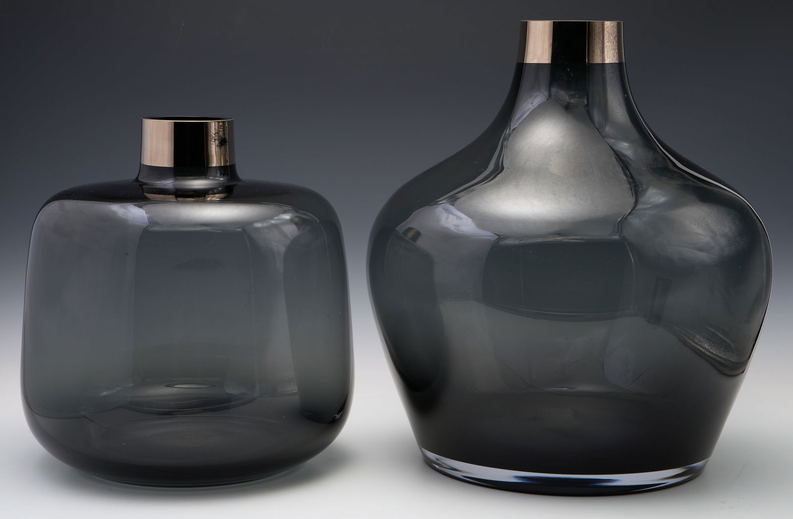 Pair of Smoked Glass Decorative Vases. (1 of 6)
