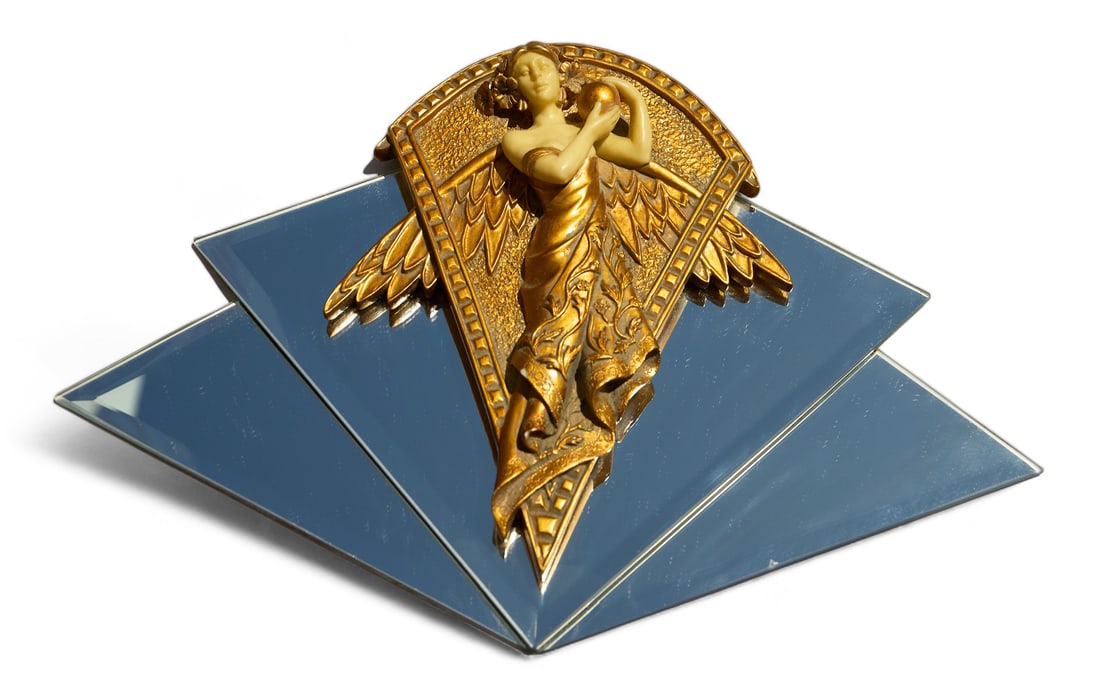 Sm. Art Nouveau Style Angel Decorative Wall Mirror (1 of 5)