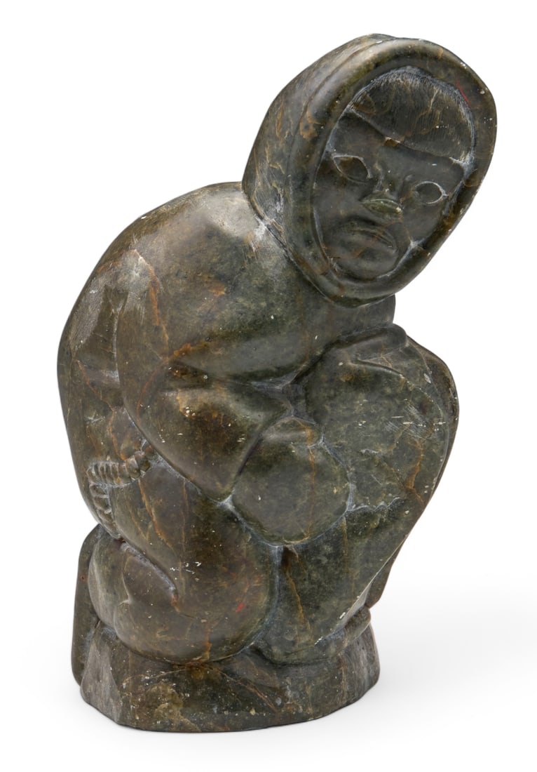 Canadian Inuit Carved Green Stone Sculpture. (1 of 3)