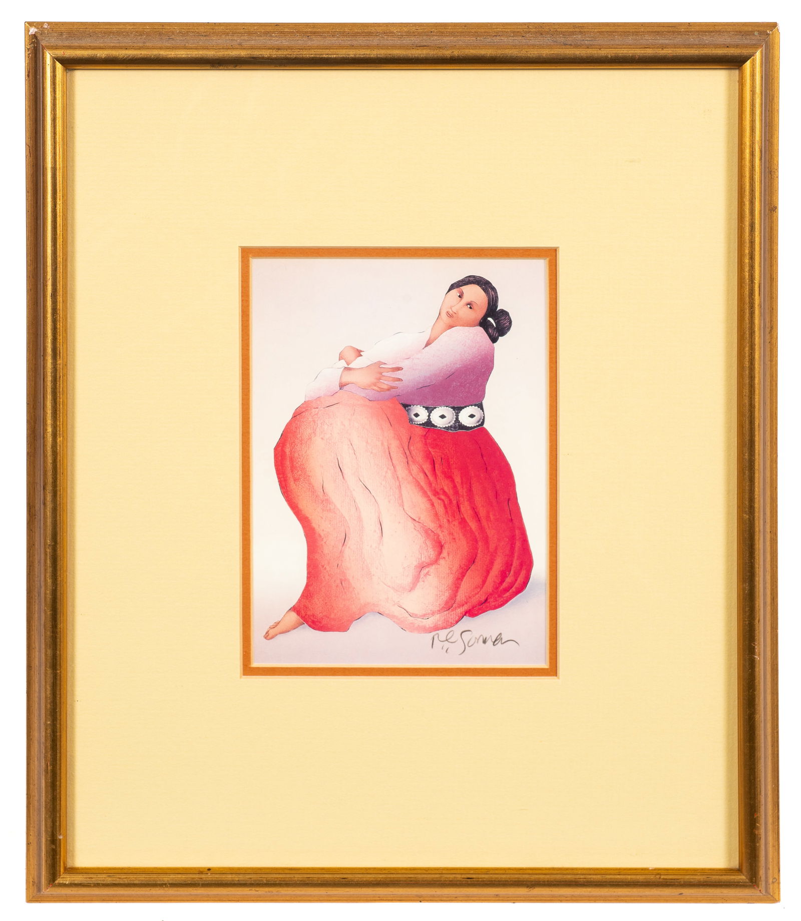 Small Print of a Woman Signed R. C. Gorman. (1 of 5)