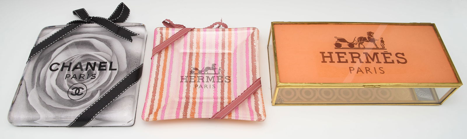 Lot of 3 Table Articles, Marked Hermes & Chanel. (1 of 7)