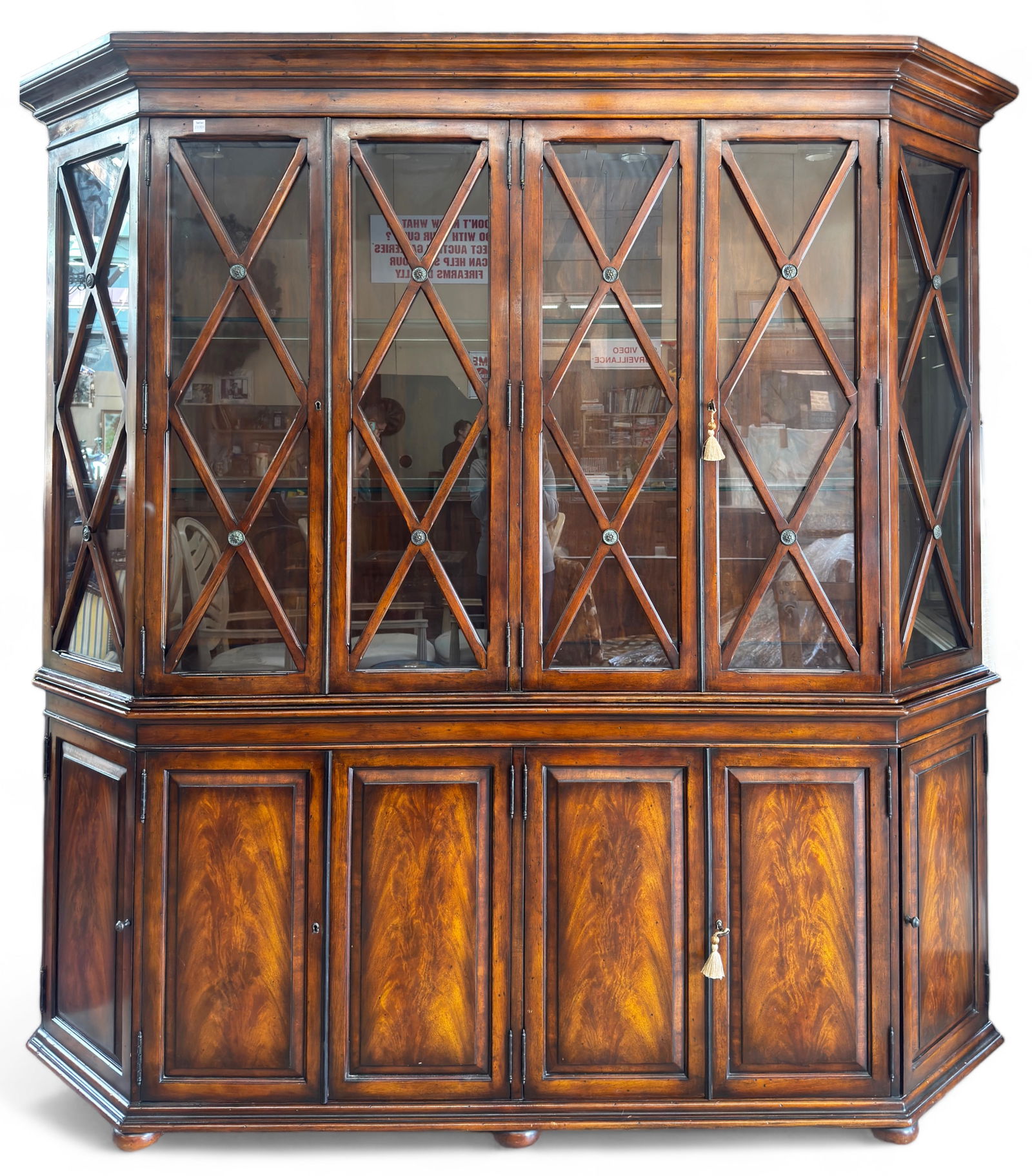 Large Hickory and White Breakfront. (1 of 3)