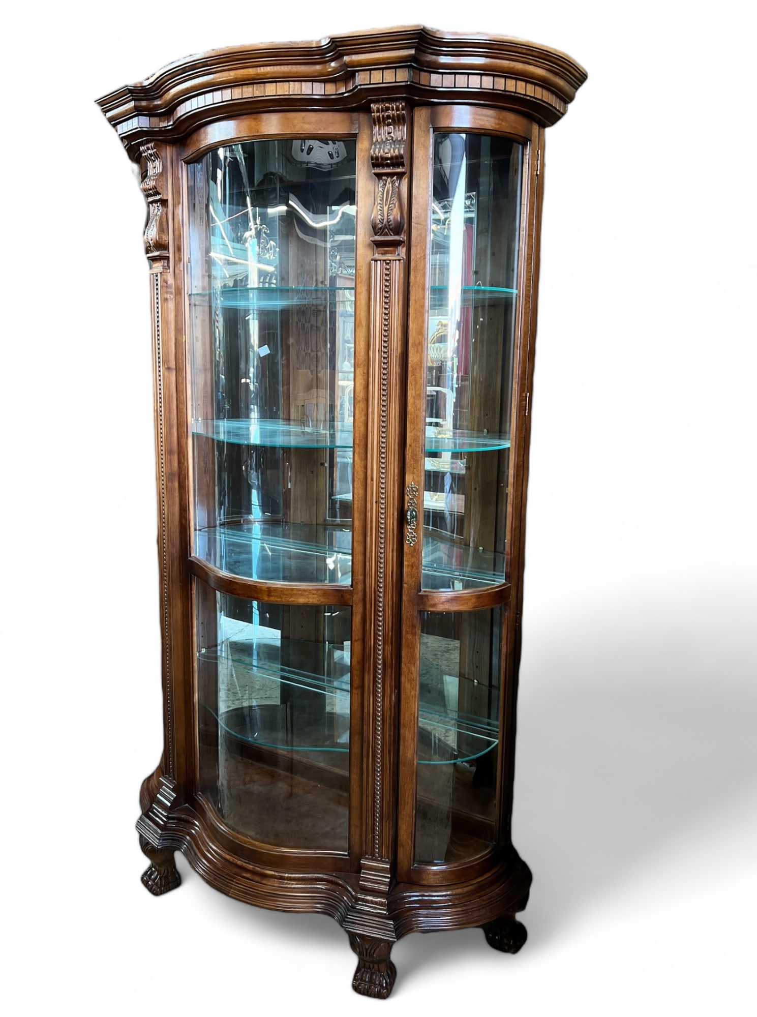 Carved Mahagony or Cherry China or Display Cabinet (1 of 3)