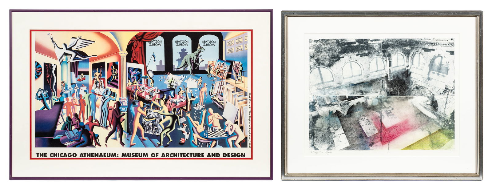 2 Pc. Lot - Lithograph & Mark Kostabi Poster. (1 of 13)