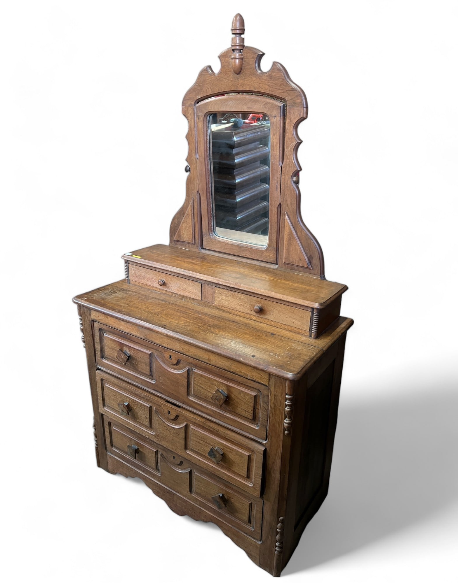 Victorian Walnut Dresser with Swing Mirror. (1 of 2)