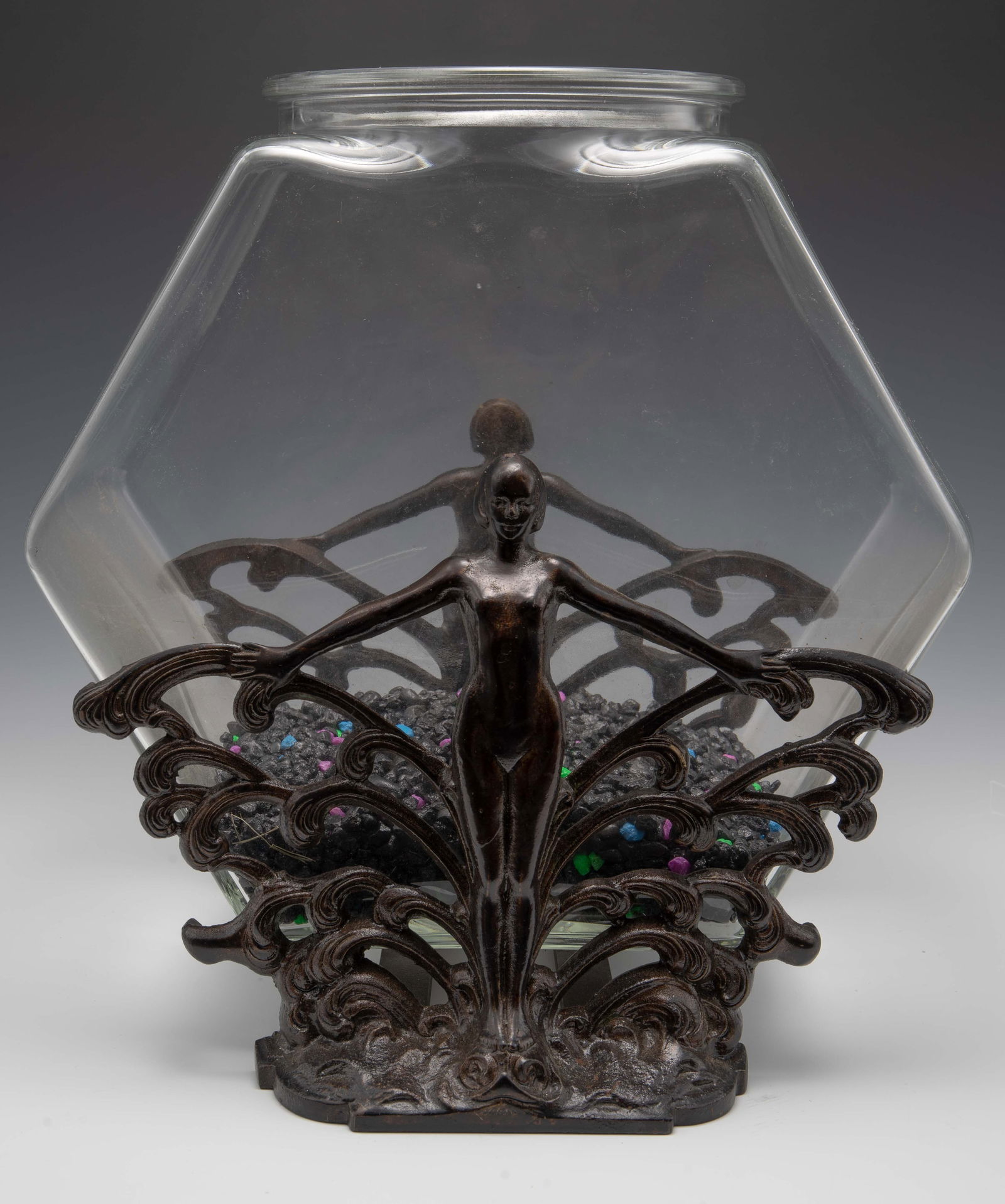 Cast Iron Art Nouveau Hexagonal Fish Bowl. (1 of 3)